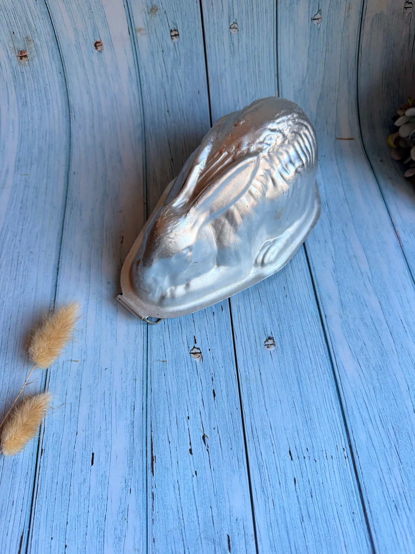 Vintage Nut Brown Aluminium Jelly Mould in Rabbit or Bunny Form with Stand