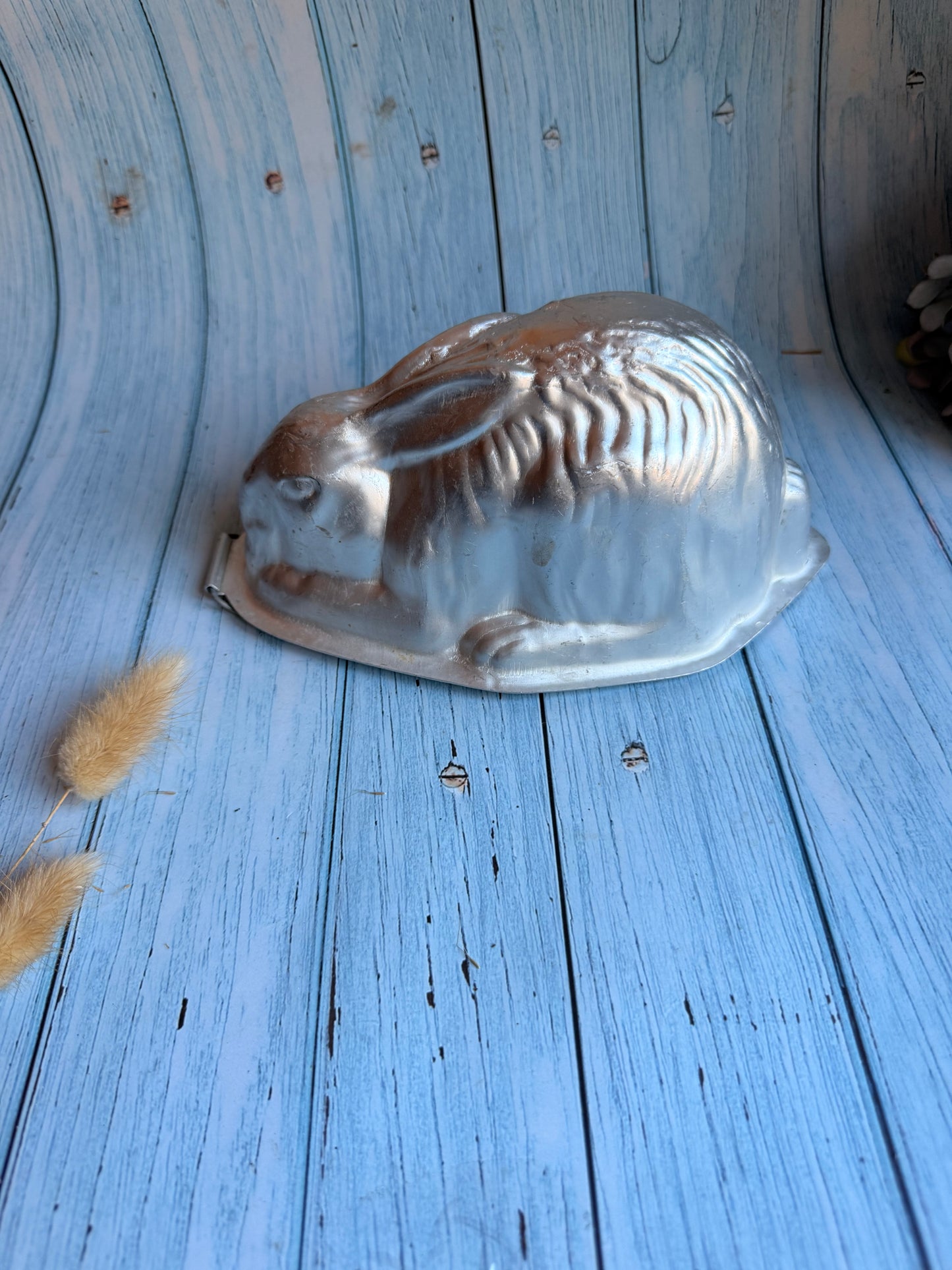 Vintage Nut Brown Aluminium Jelly Mould in Rabbit or Bunny Form with Stand