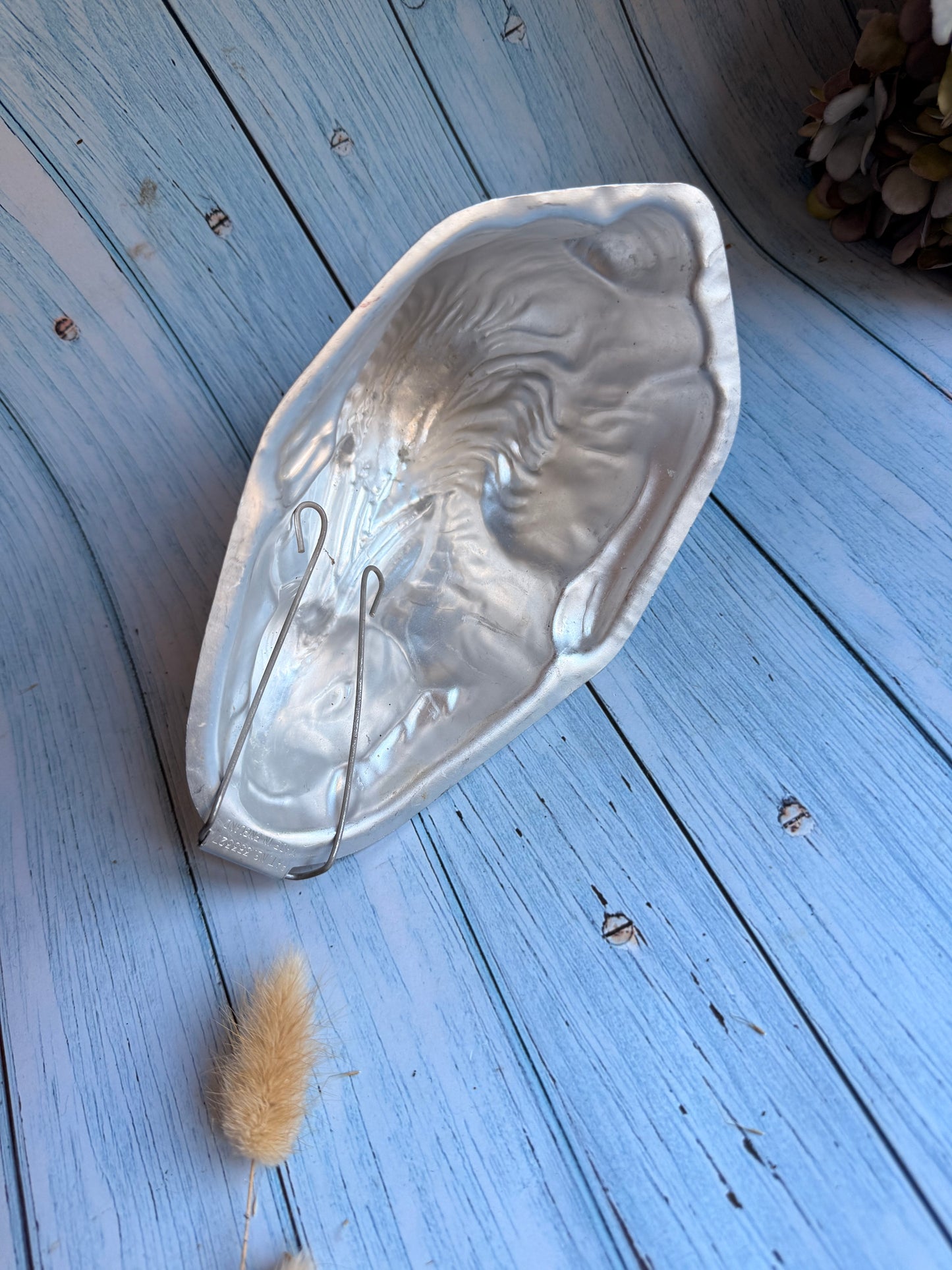 Vintage Nut Brown Aluminium Jelly Mould in Rabbit or Bunny Form with Stand