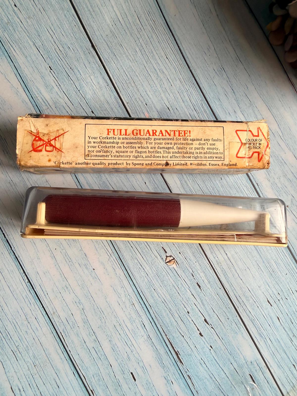 Vintage 1970s Spong and Co Corkette Wine Bottle Opener, Box, Sleeve