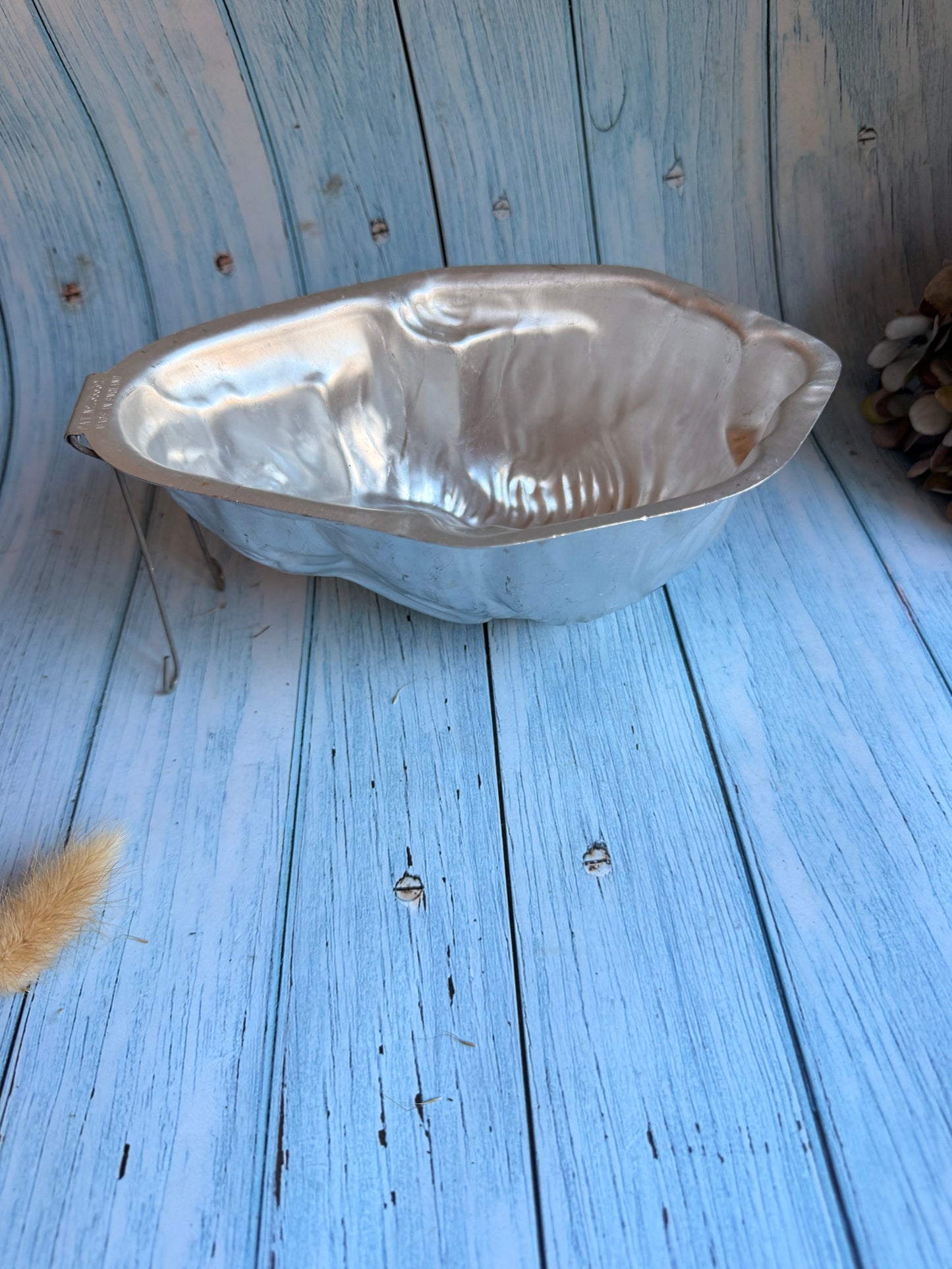 Vintage Nut Brown Aluminium Jelly Mould in Rabbit or Bunny Form with Stand