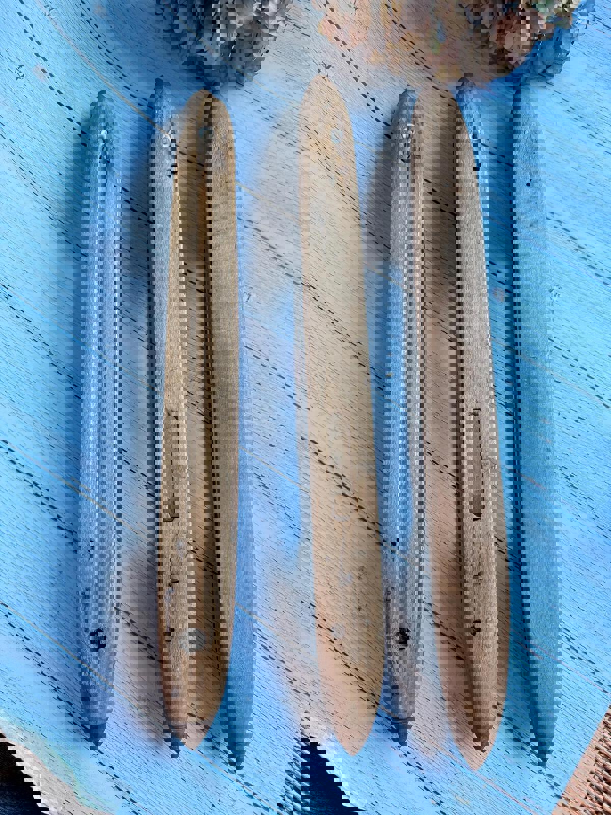 Set of Three Antique French Wooden Weaving Loom Shuttles