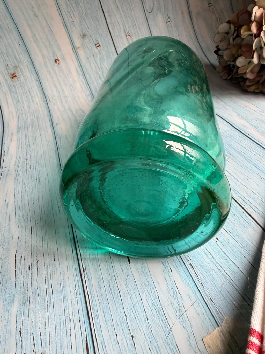 Antique French Aqua Glass Etched Advertising Soda Syphon