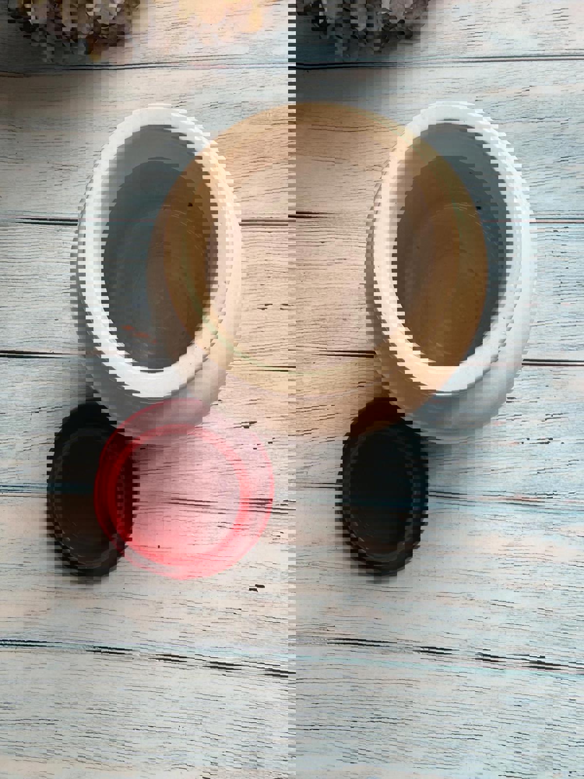 French Stoneware Moutarde du Temeraire Mustard Pot with Plastic Lid