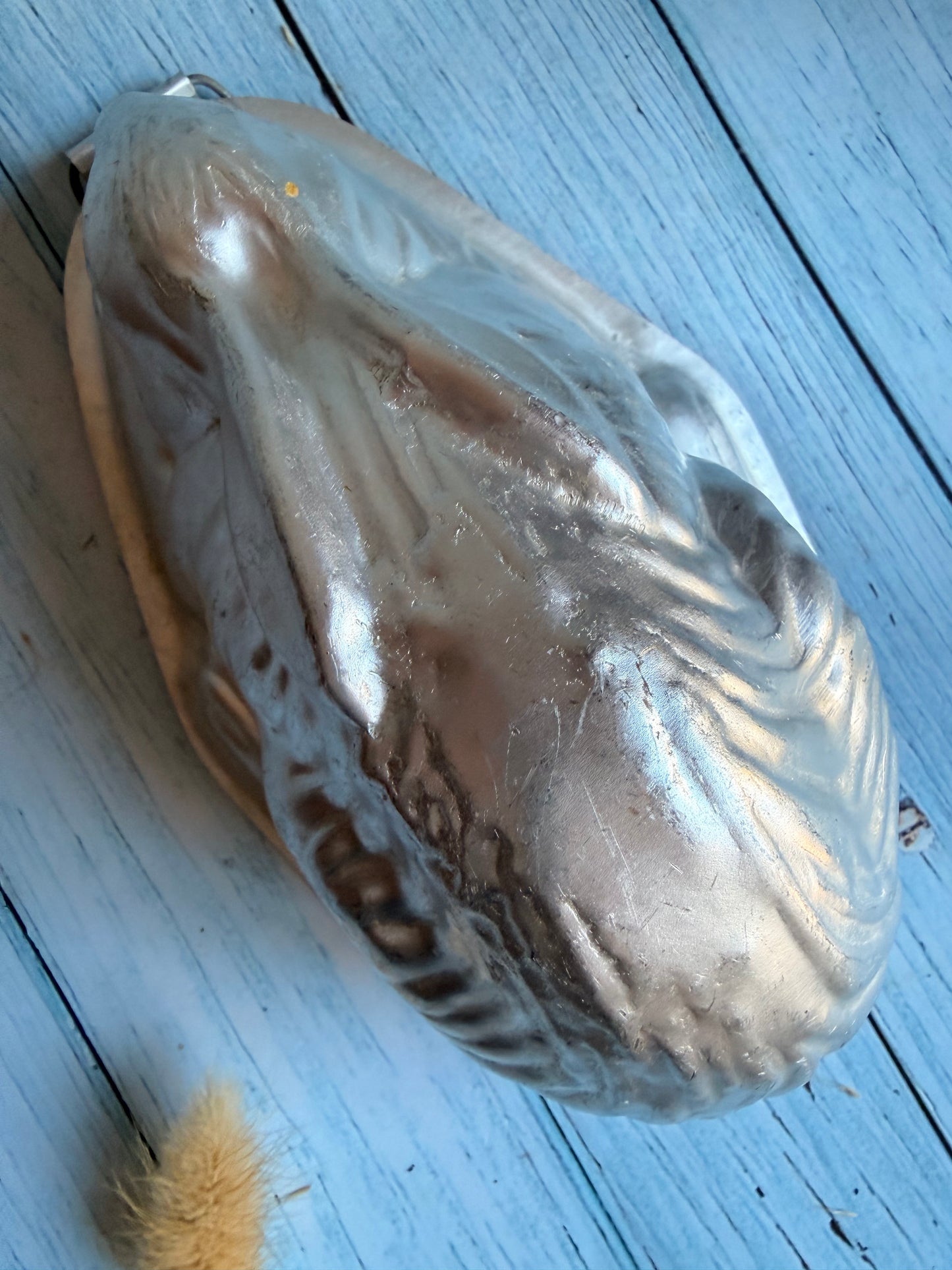 Vintage Nut Brown Aluminium Jelly Mould in Rabbit or Bunny Form with Stand