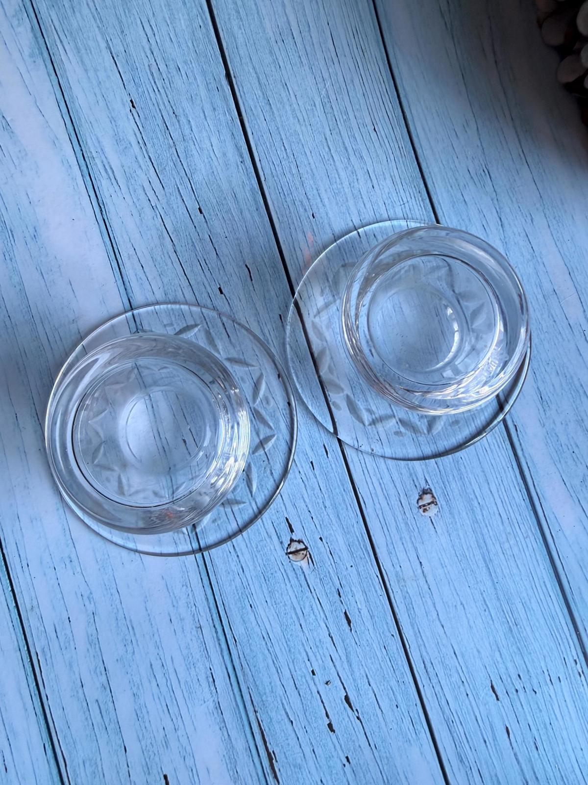 Pair of Etched Glass Stuart Crystal Candle Holders