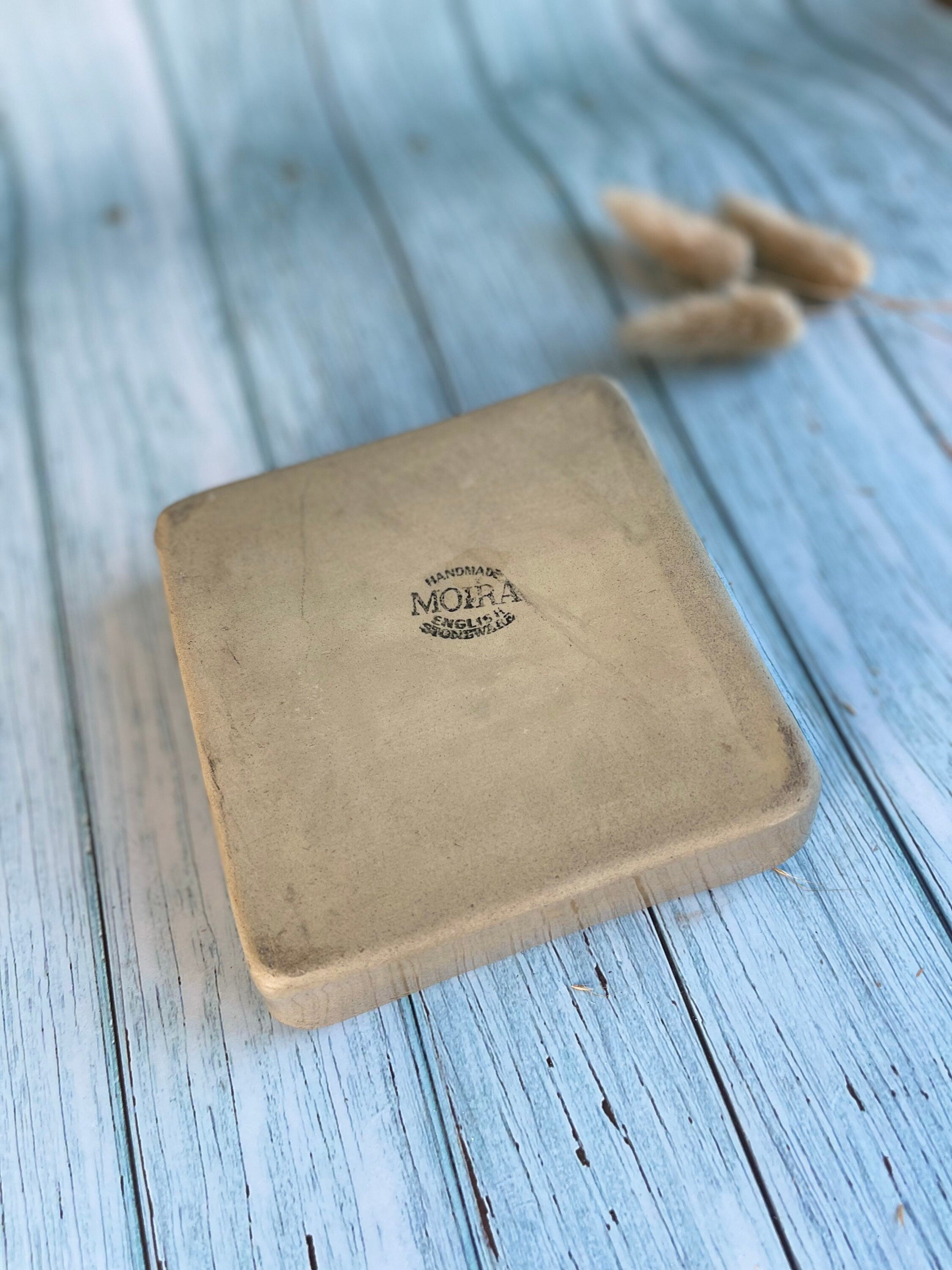 Vintage English Moira Handmade Stoneware Advertising Ashtray / H. Dickson, Hats, Caps & Furs, No 60, State Street, Albany