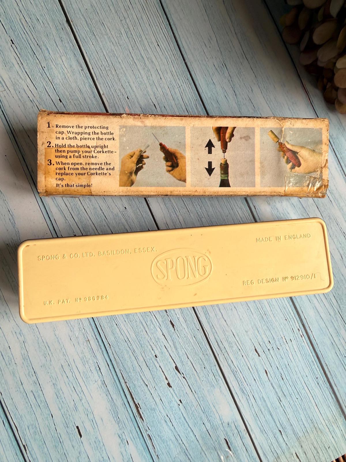 Vintage 1970s Spong and Co Corkette Wine Bottle Opener, Box, Sleeve