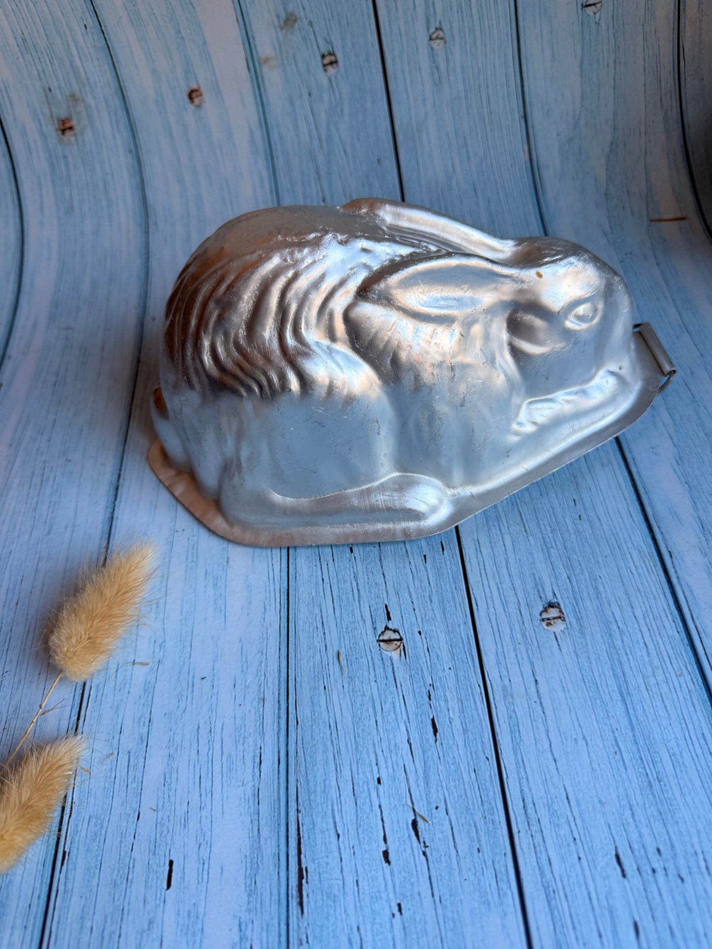 Vintage Nut Brown Aluminium Jelly Mould in Rabbit or Bunny Form with Stand