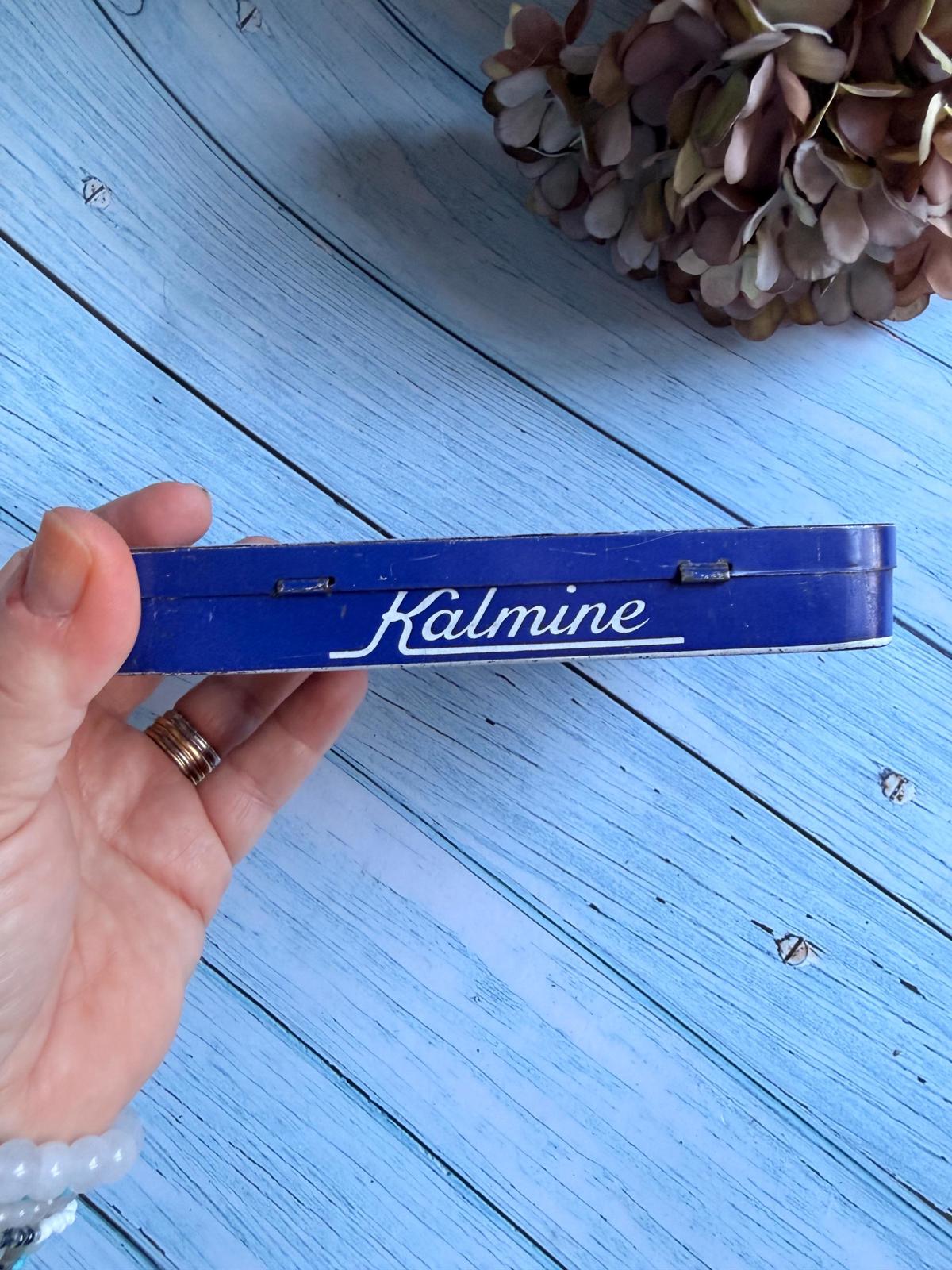 Vintage French Kalmine Tablet Chemist Tin / Blue and White Advertising