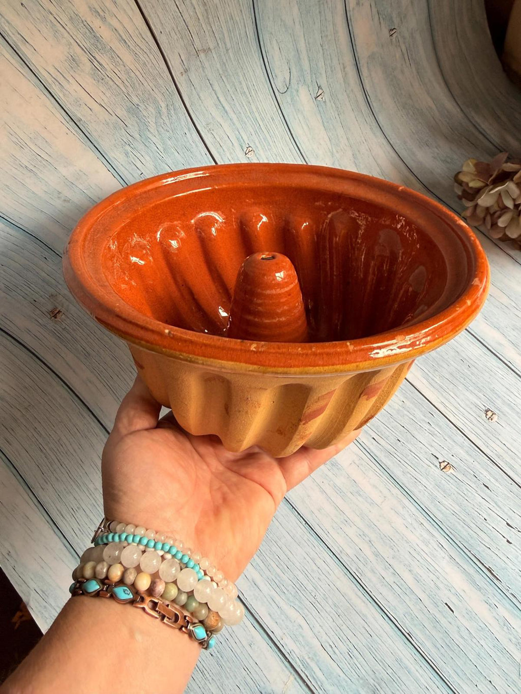 Vintage French Alsace Bundt Cake Mould / Terracotta Mould / Kugelhopf