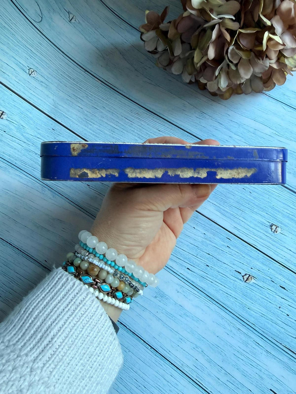 Vintage French Kalmine Tablet Chemist Tin / Blue and White Advertising