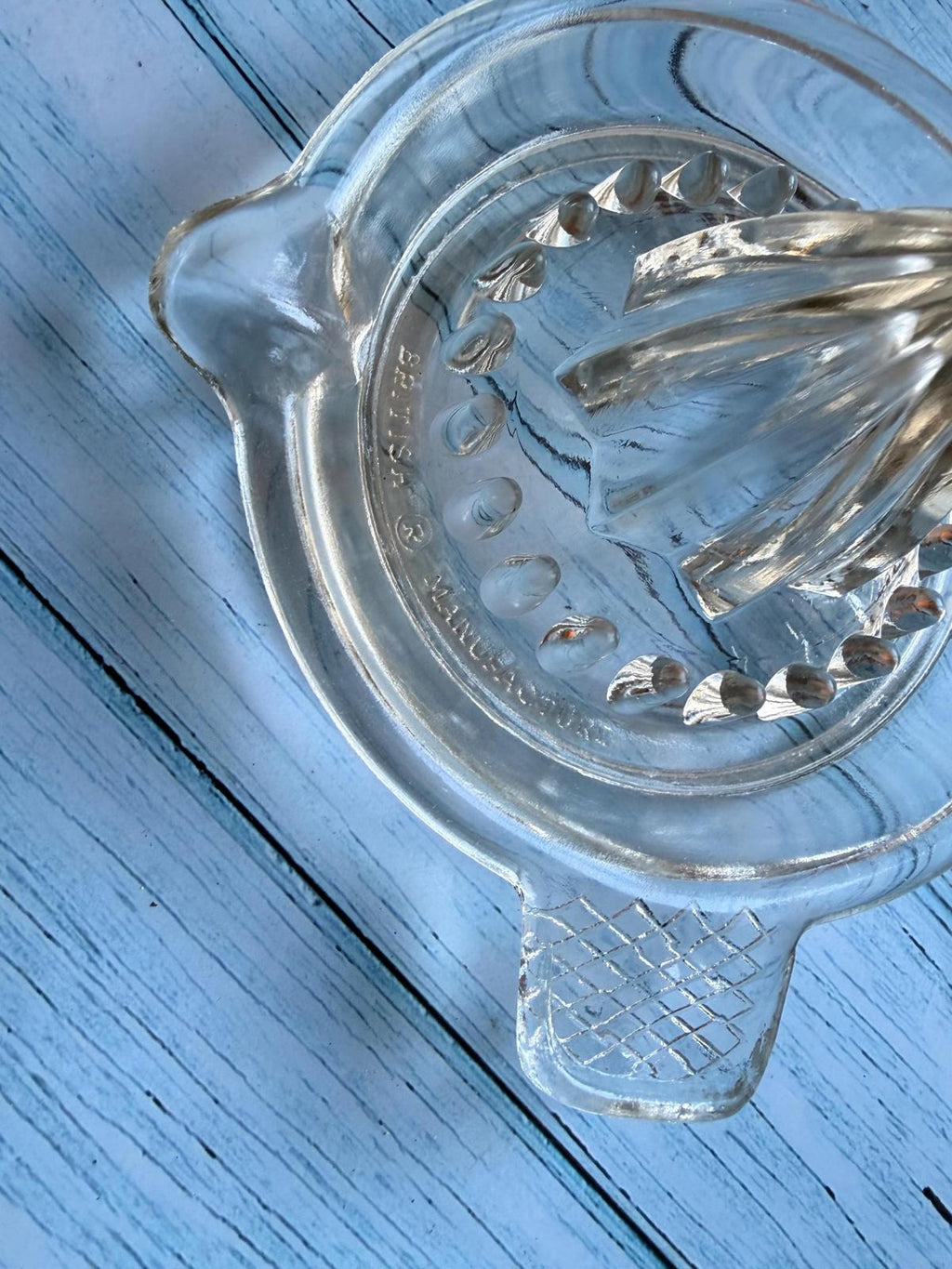 English Vintage Heavy Glass Citrus Juicer