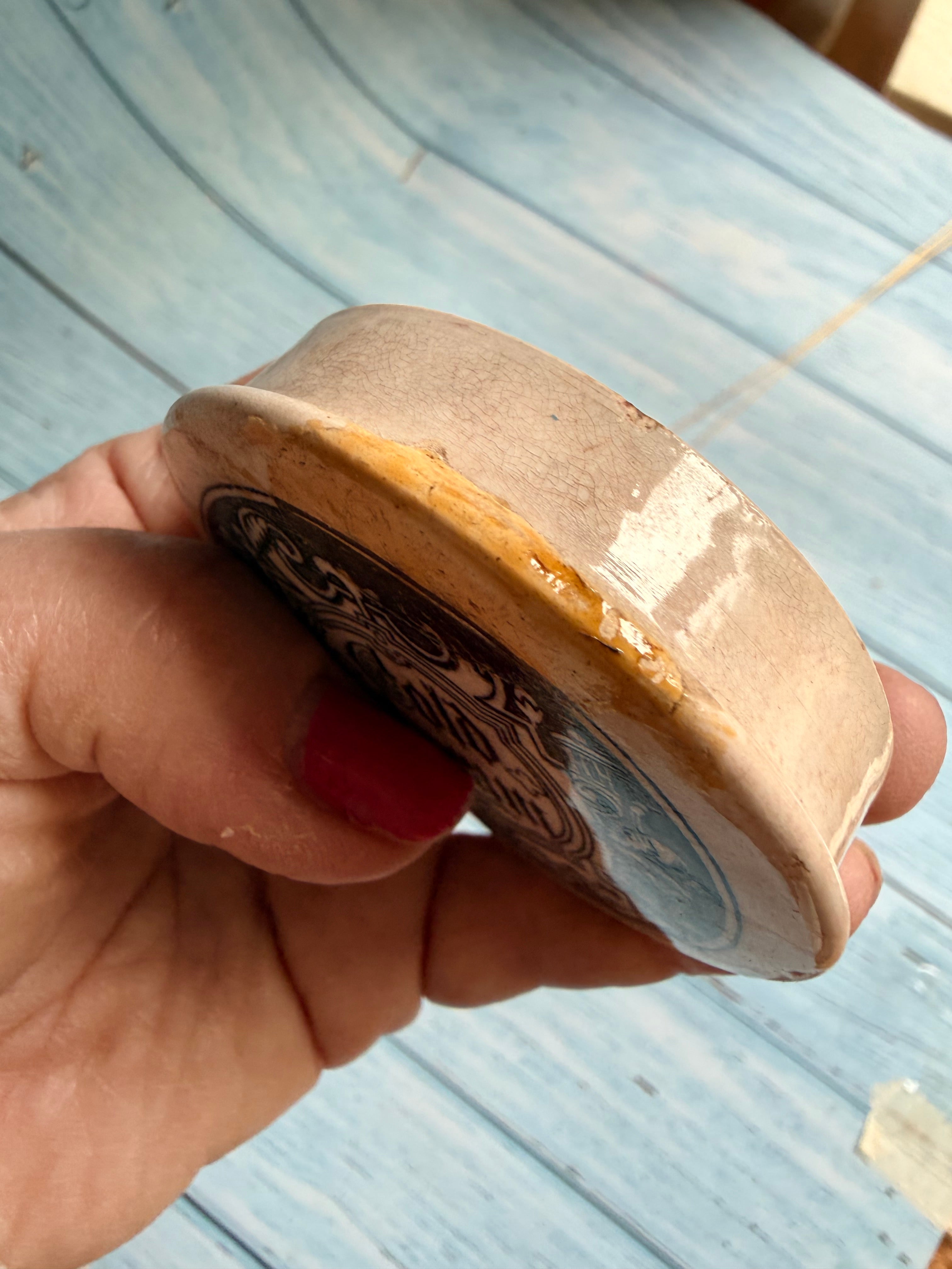 Victorian Cold Cream Ironstone Ointment Pot Lid