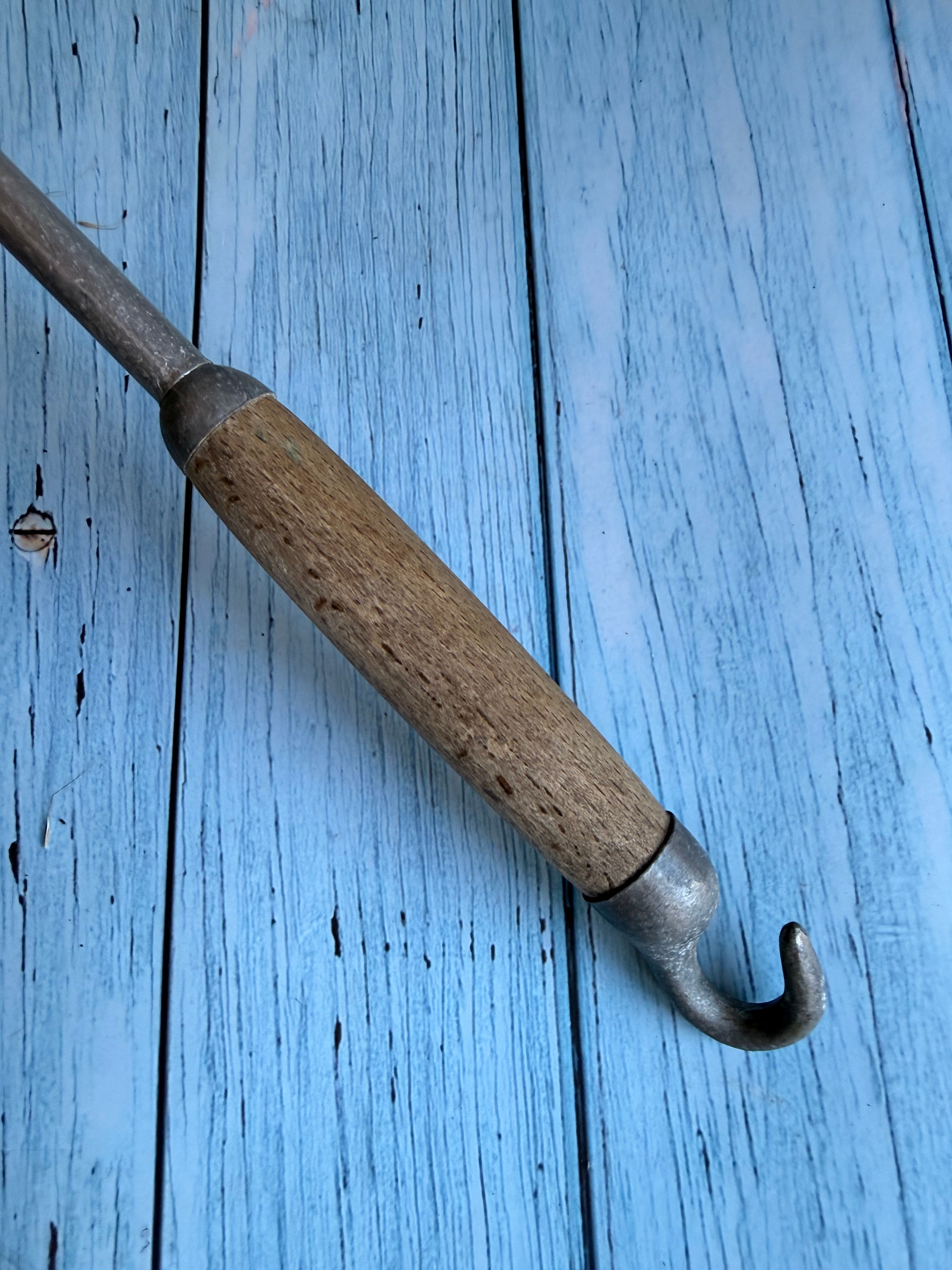 Vintage French 1950s Tournus Unis Strainer Spoon, Wood and Aluminium