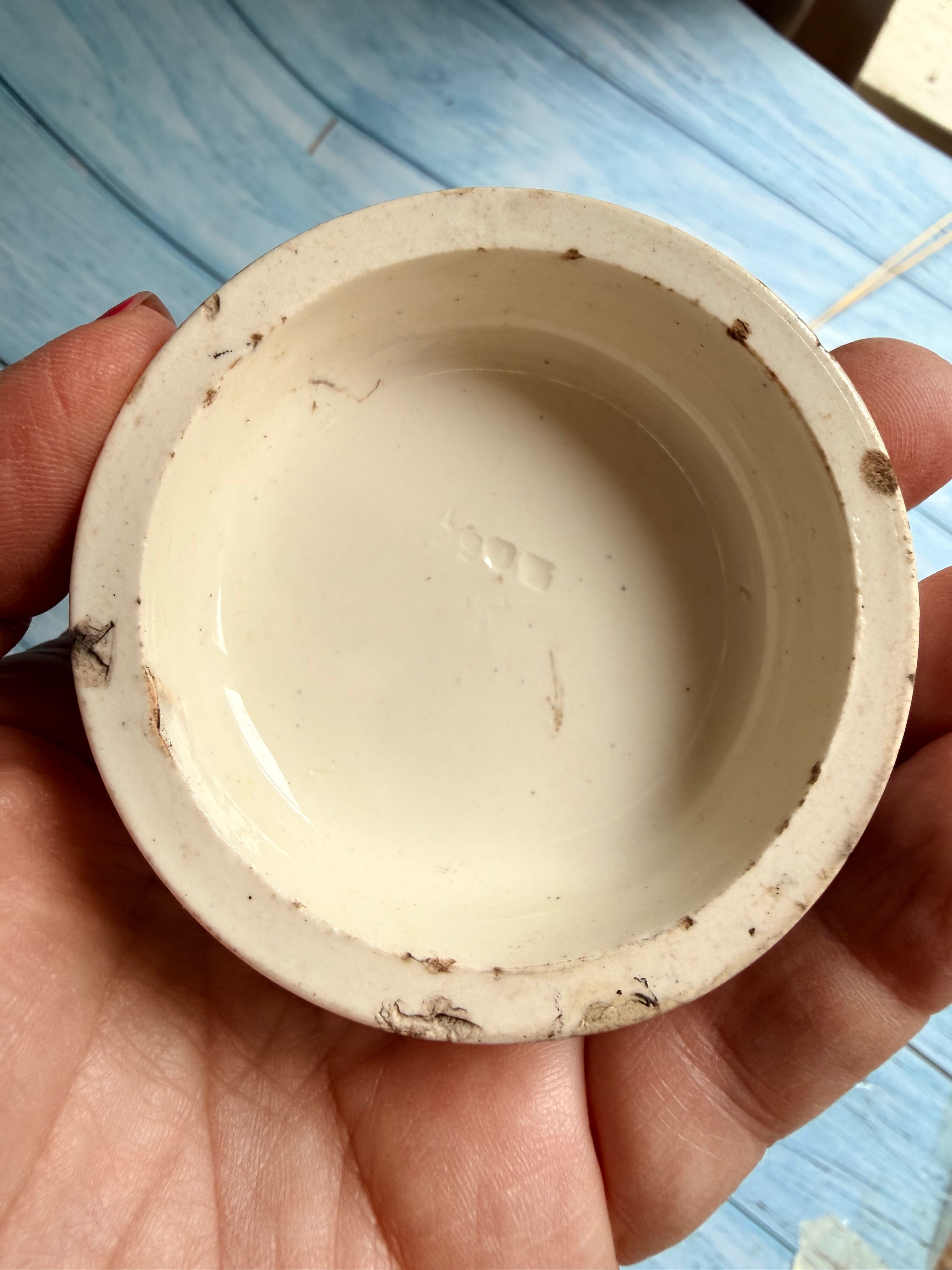 Victorian Tooth Paste Antique Ironstone Pot Lid