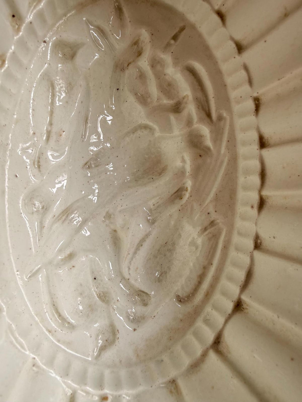 Victorian Copeland Creamware Jelly Mould or Mold with Exotic Bird Design