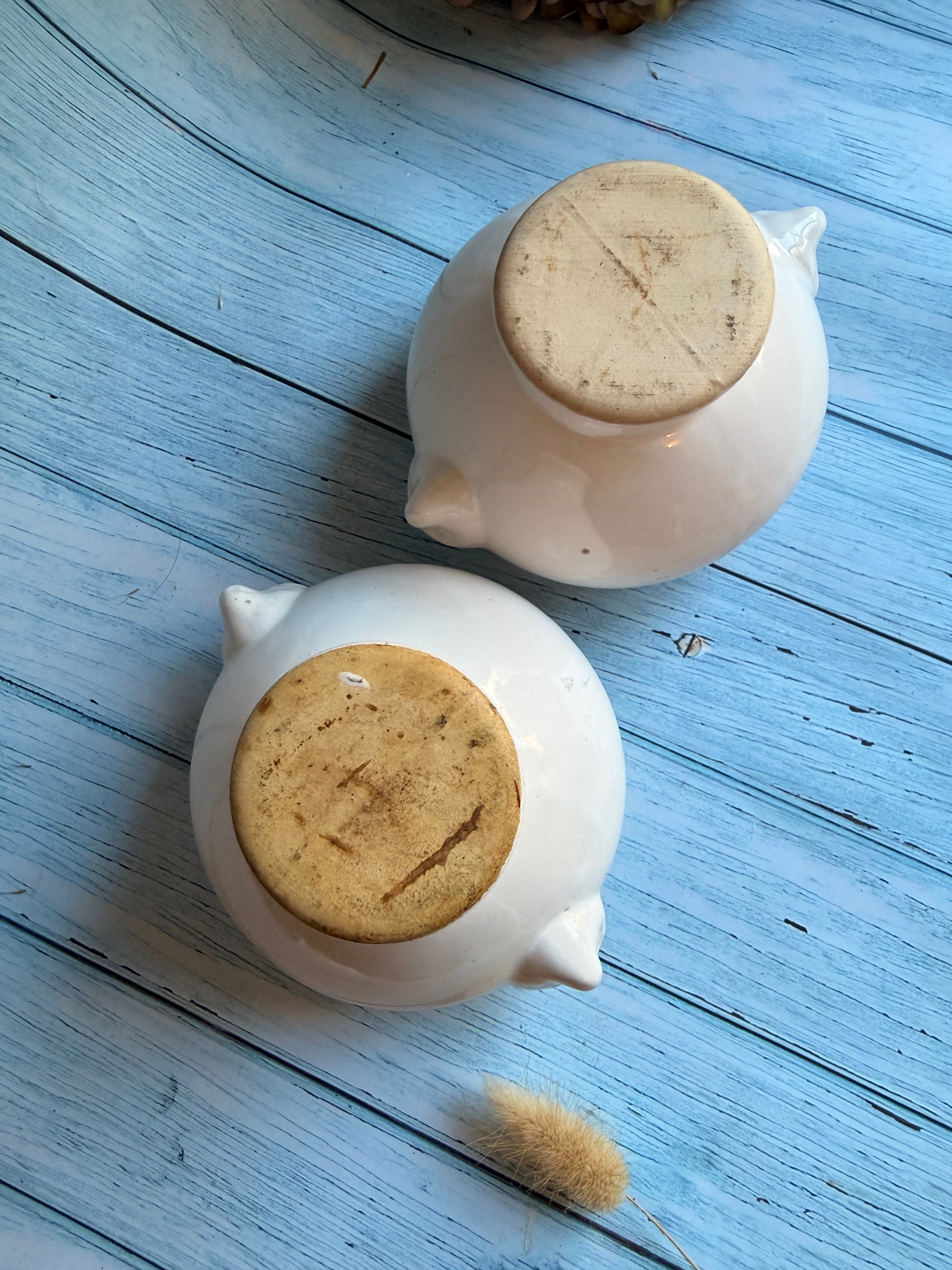 Pair of Vintage French Lion Head Soup Bowls