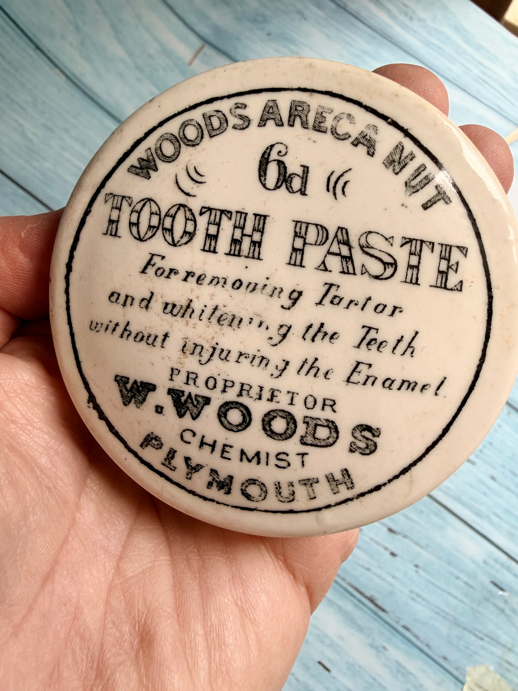 Victorian Tooth Paste Antique Ironstone Pot Lid