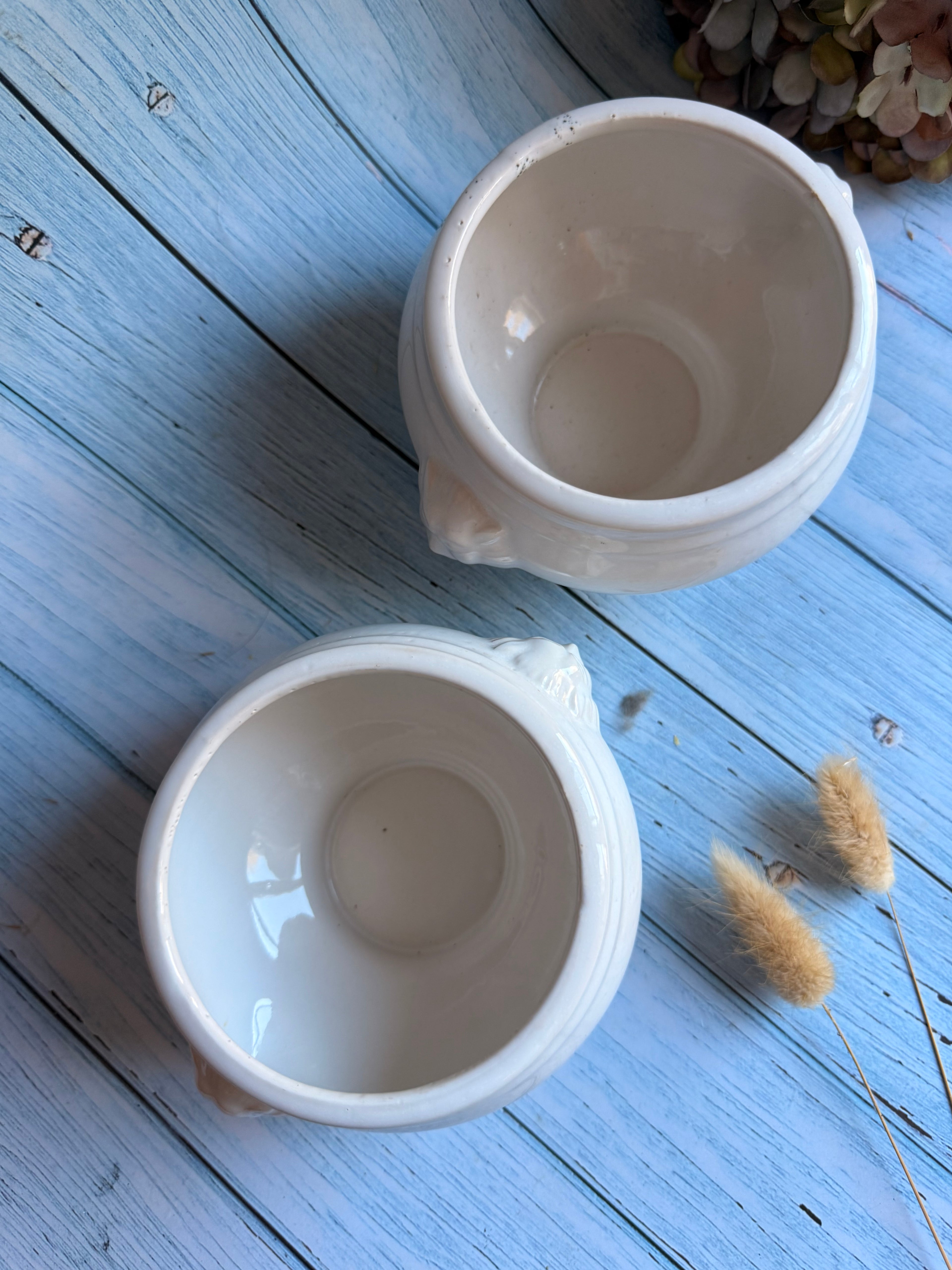 Pair of Vintage French Lion Head Soup Bowls