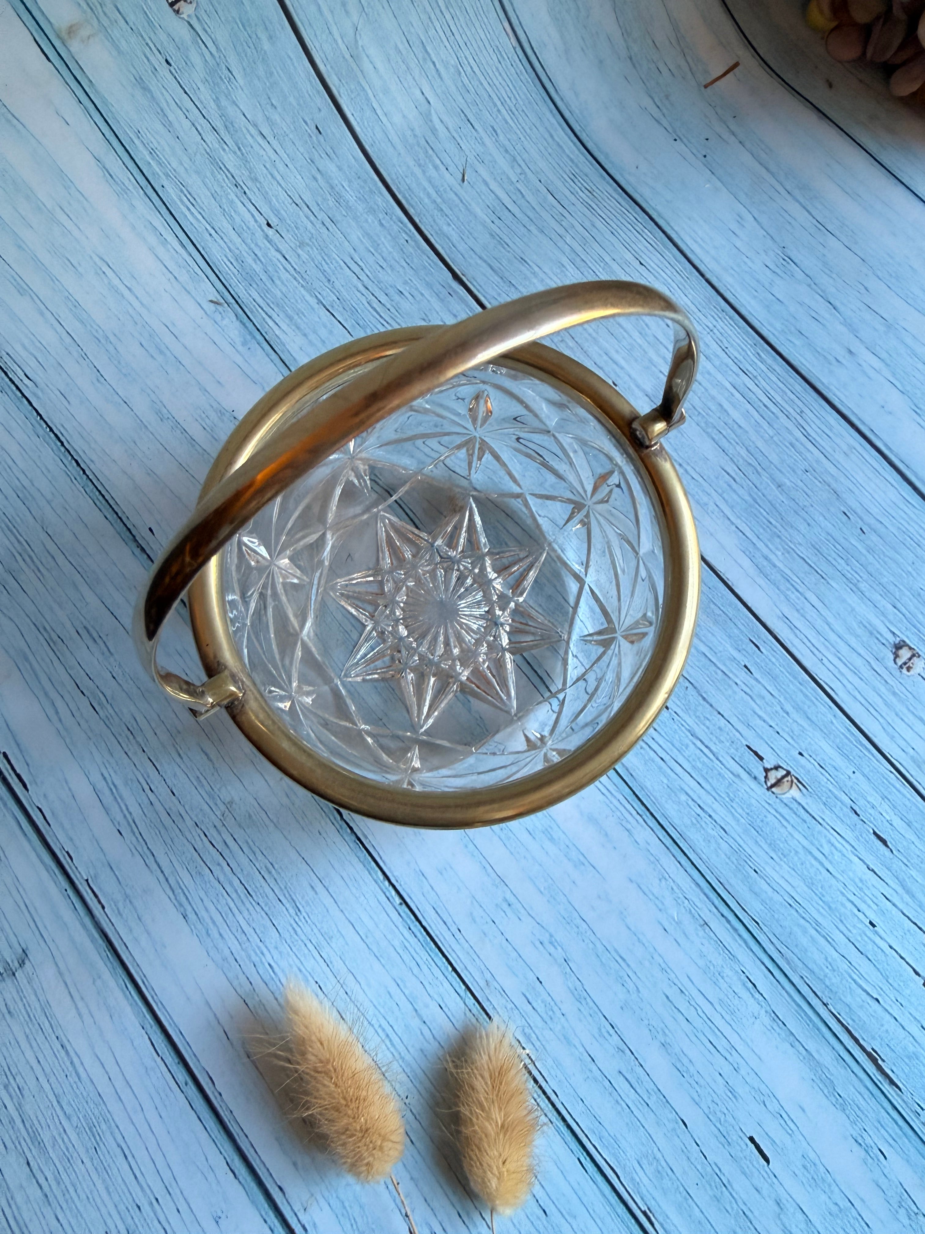 Edwardian EPNS Silver Plate Crystal Bonbon Basket