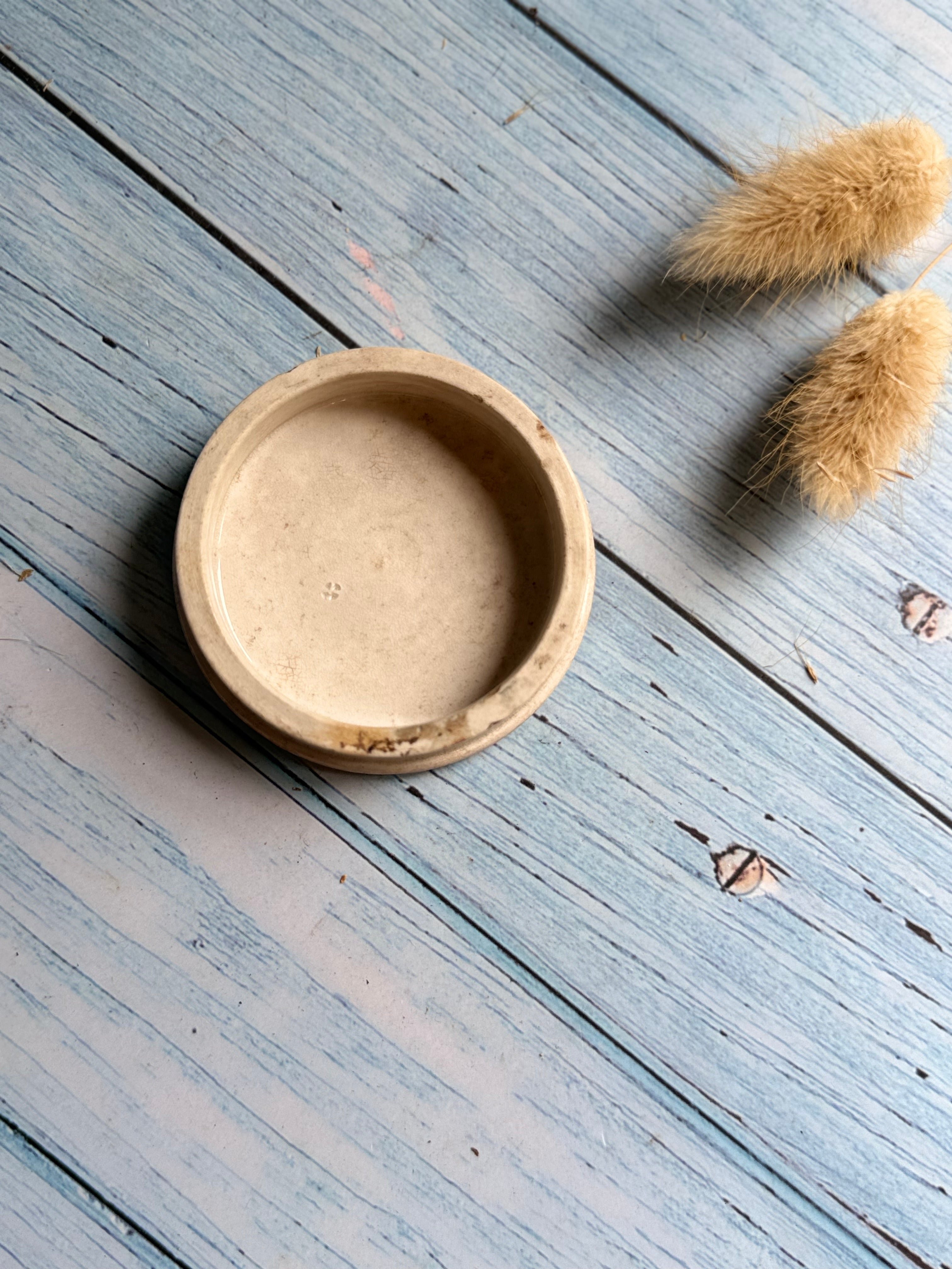 Victorian Cold Cream Ironstone Ointment Pot Lid
