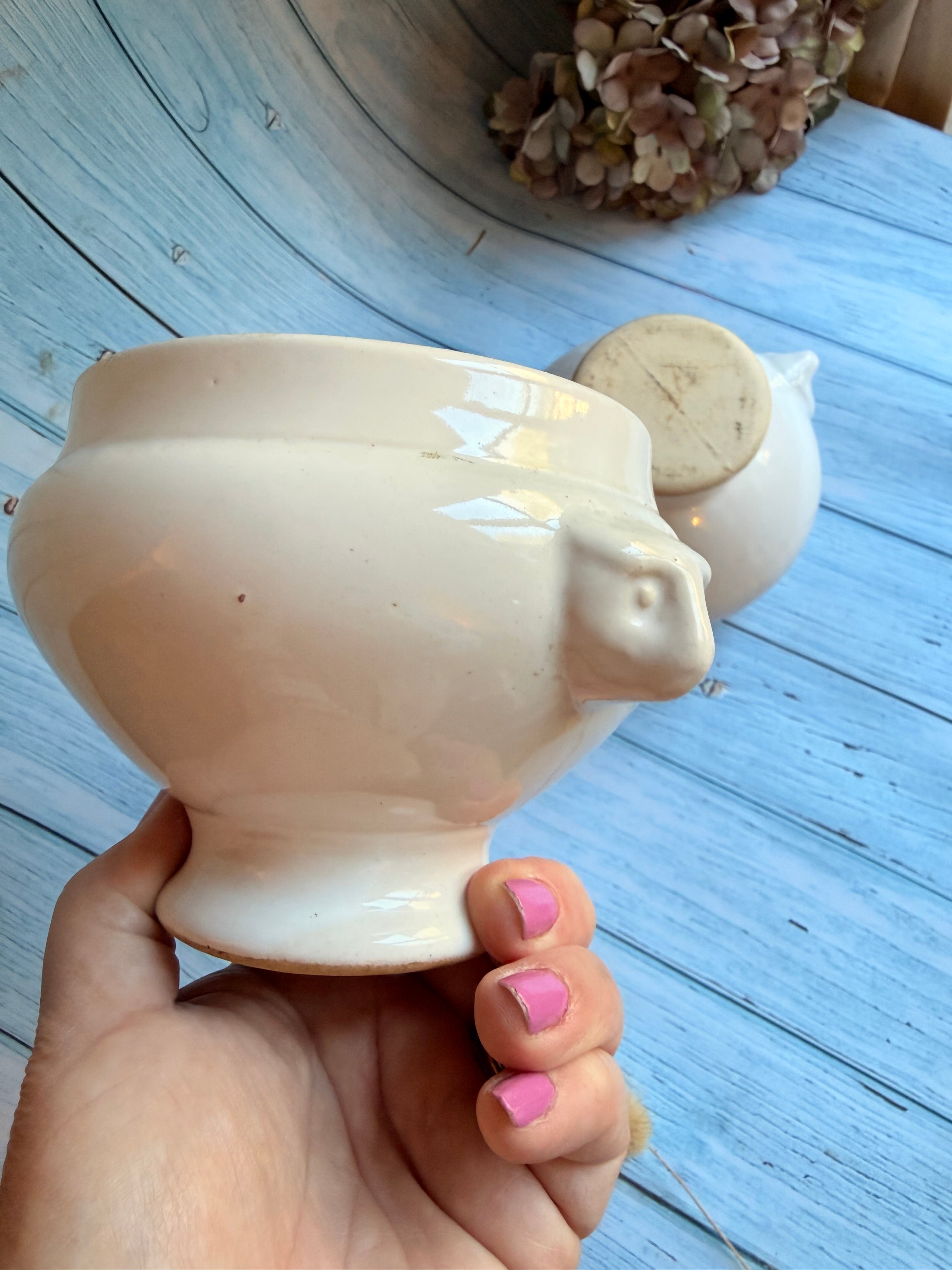 Pair of Vintage French Lion Head Soup Bowls