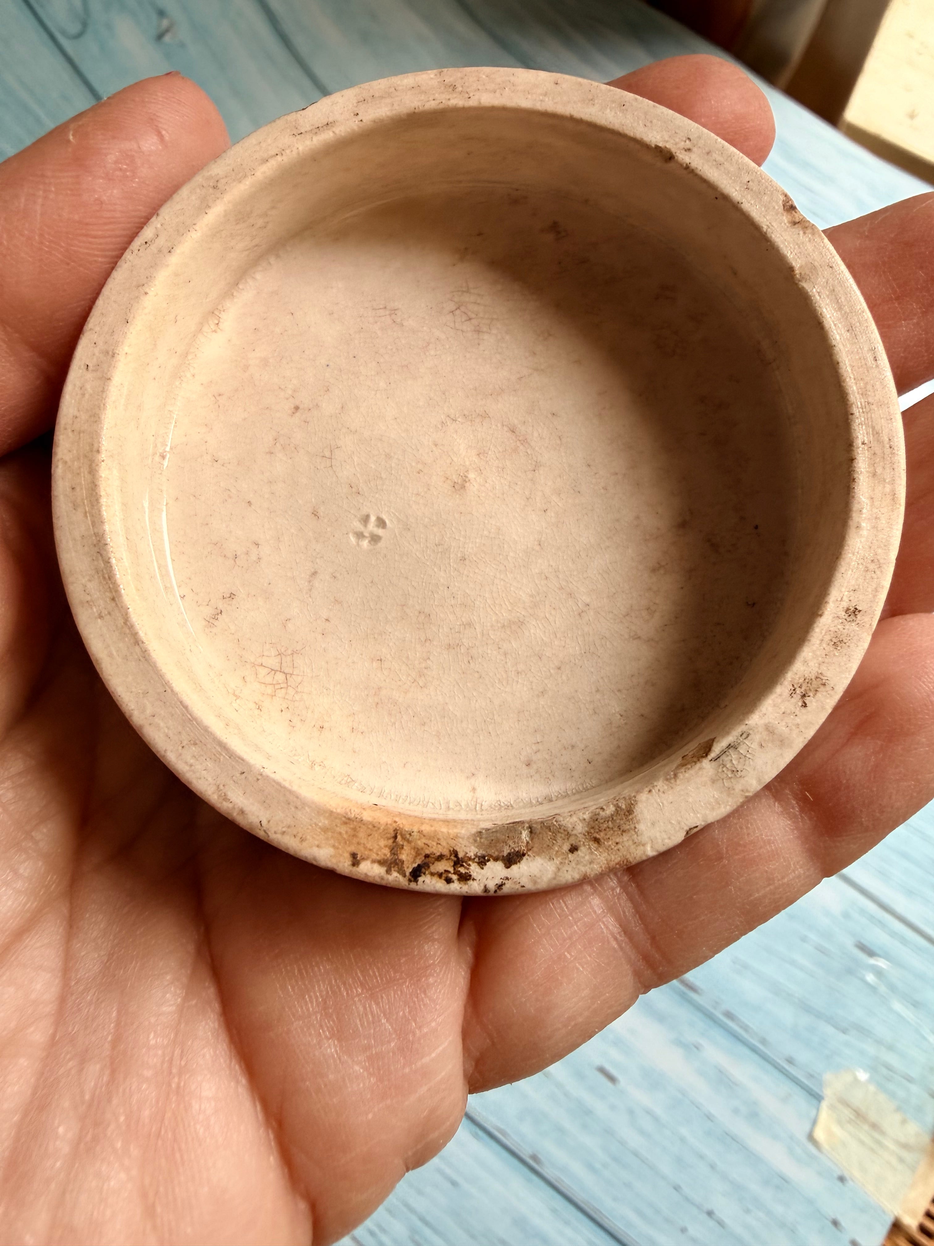 Victorian Cold Cream Ironstone Ointment Pot Lid