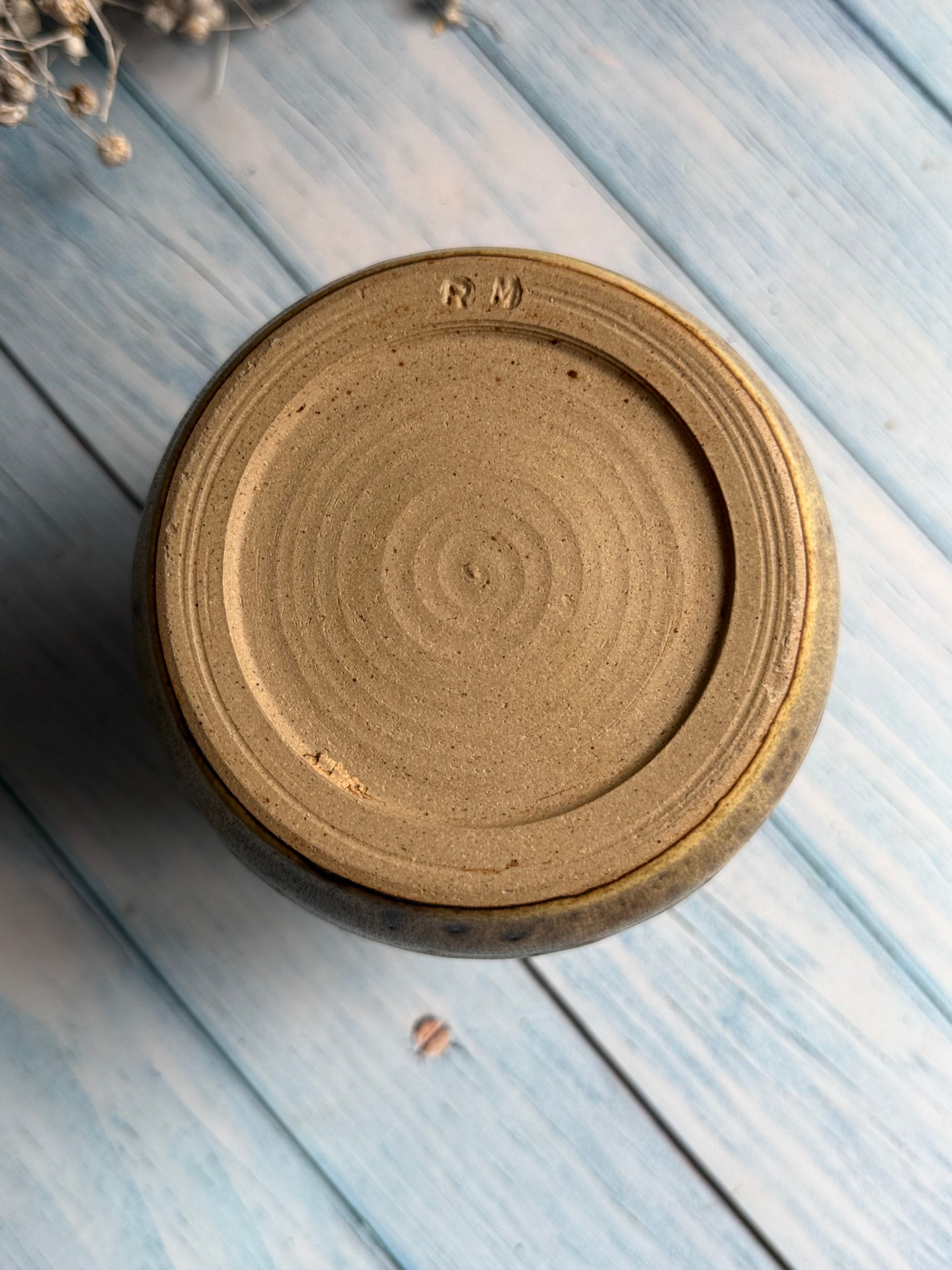 Studio Pottery Vase Marked to the Base RM Slip Glaze Decorated