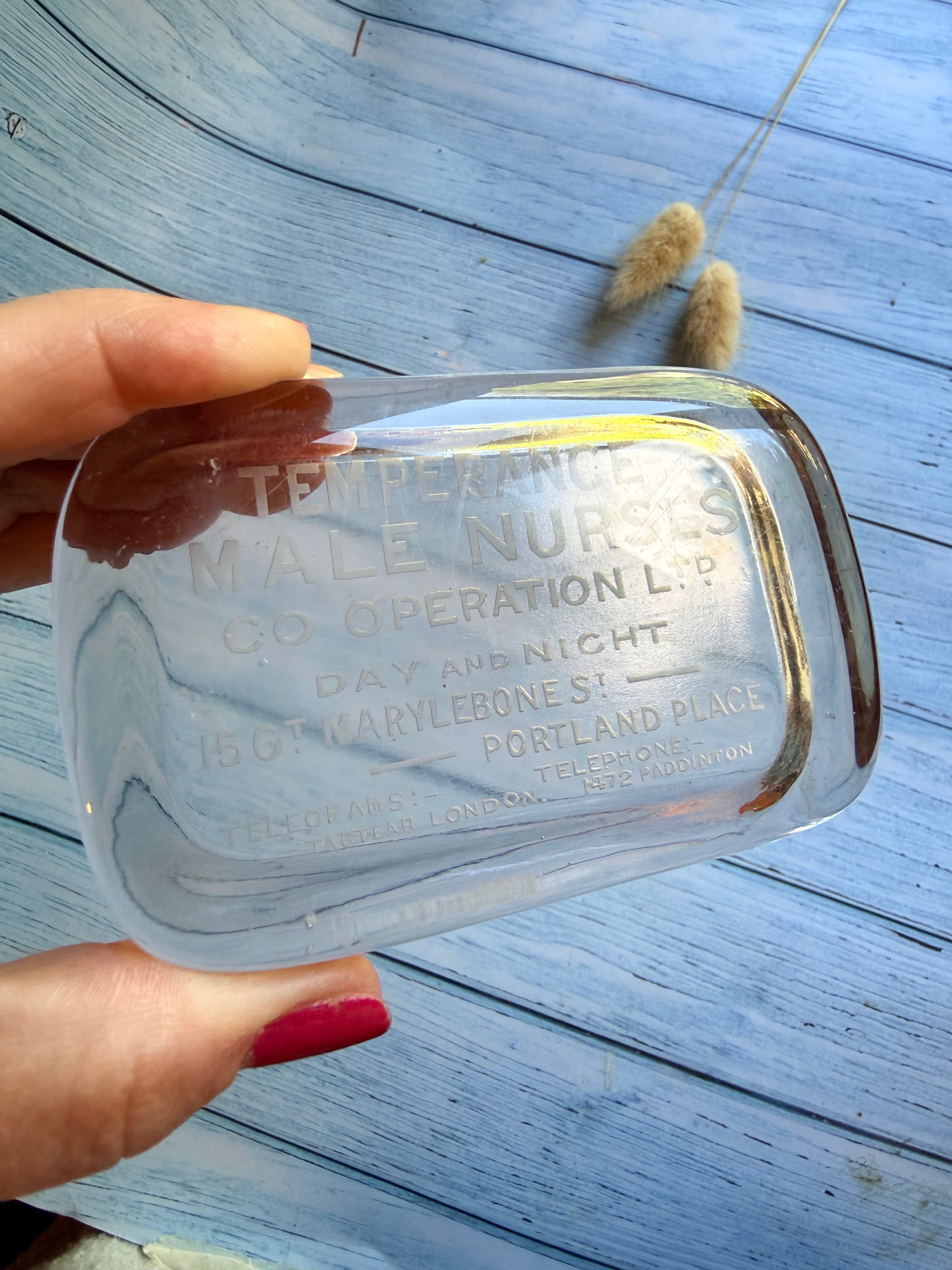 Antique Temperance Male Nurses Co Operation Ltd Advertising Paperweight