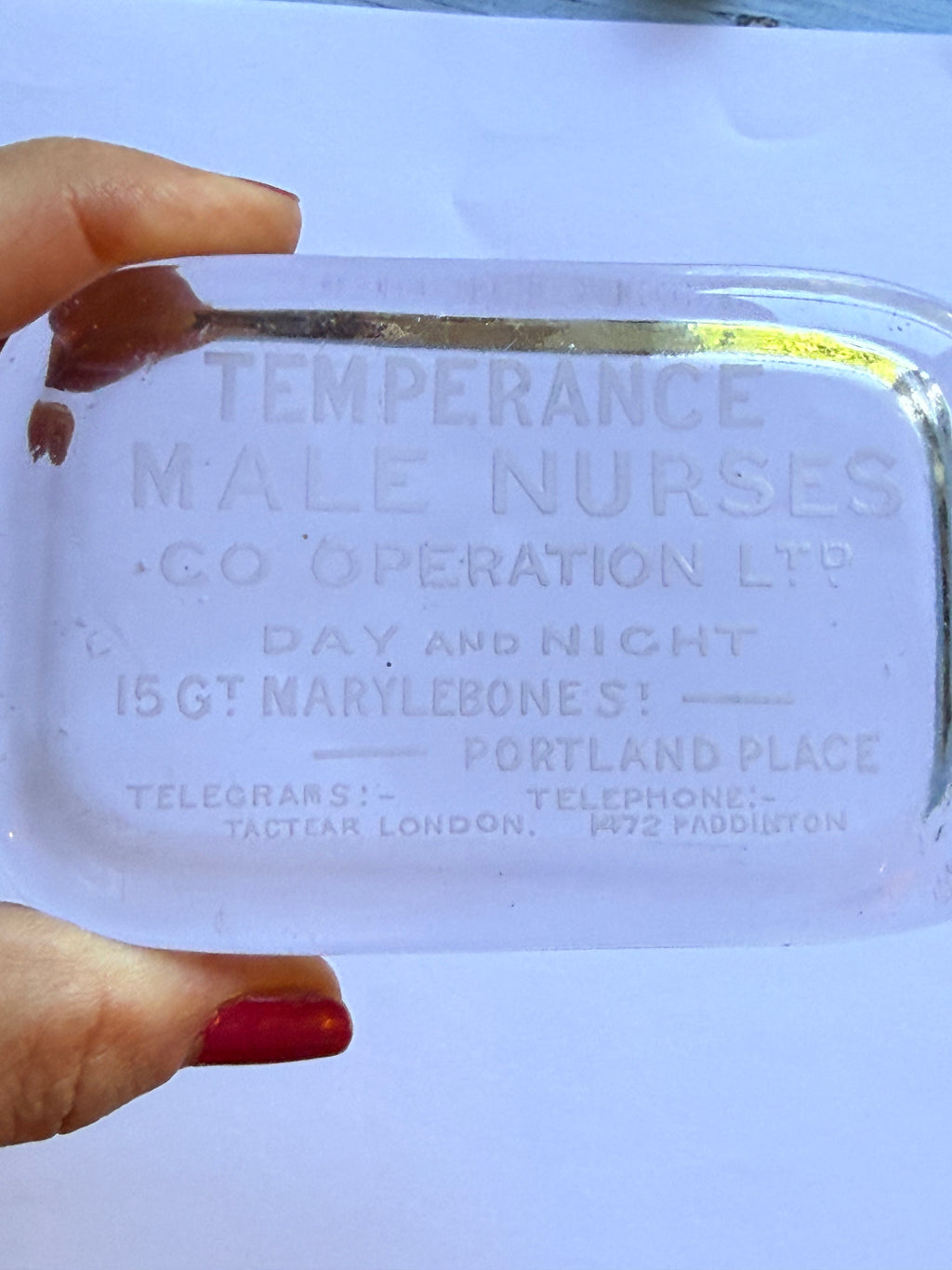 Antique Temperance Male Nurses Co Operation Ltd Advertising Paperweight