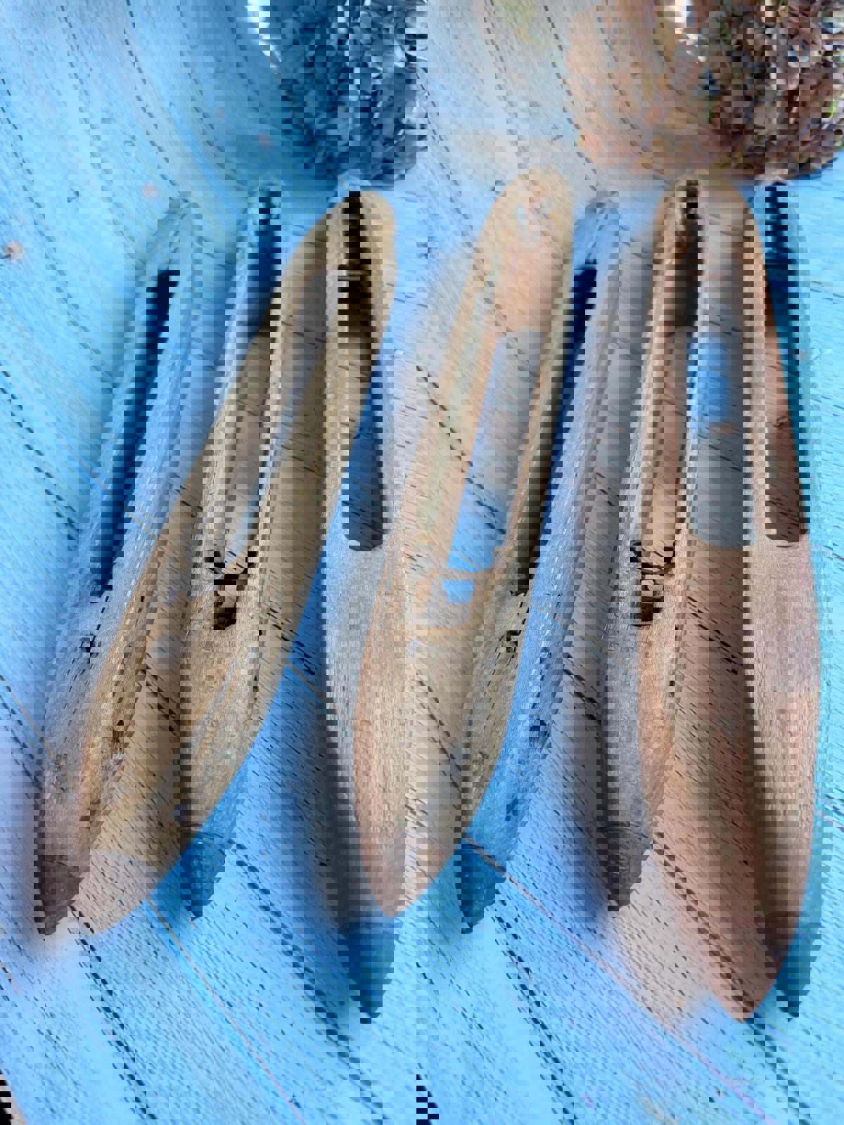 Set of Three Antique French Wooden Weaving Loom Shuttles