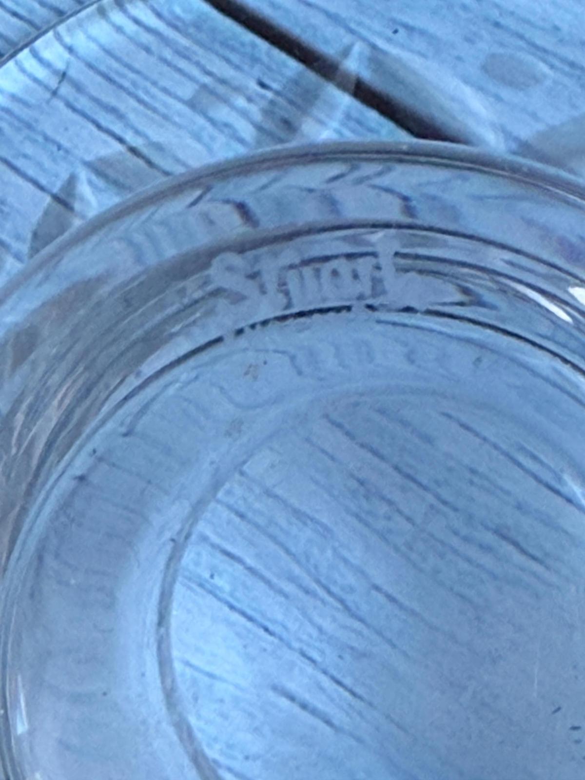Pair of Etched Glass Stuart Crystal Candle Holders