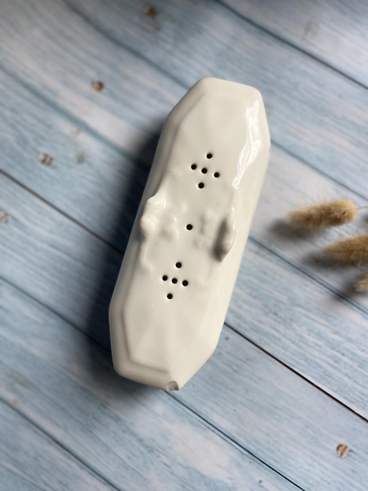 Antique French Ironstone Razor Pot with Lid – White – Bathroom Storage