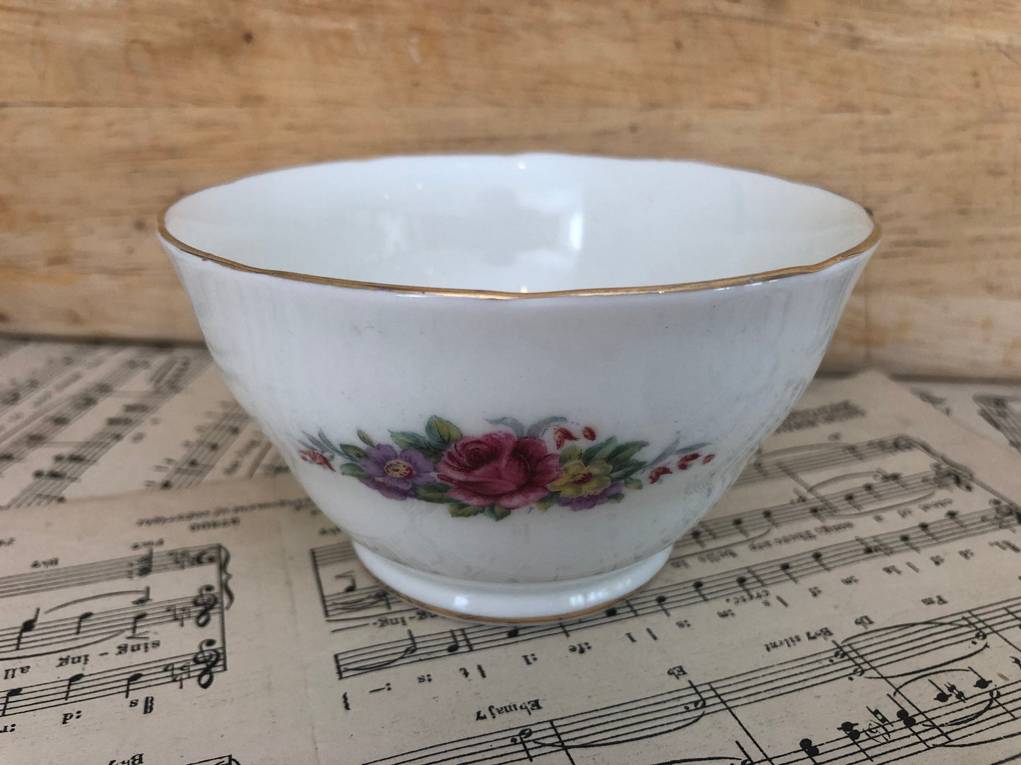 Royal Stuart Spencer Stevenson 1950’s Floral Pattern Gilt Edged Porcelain Sugar Bowl