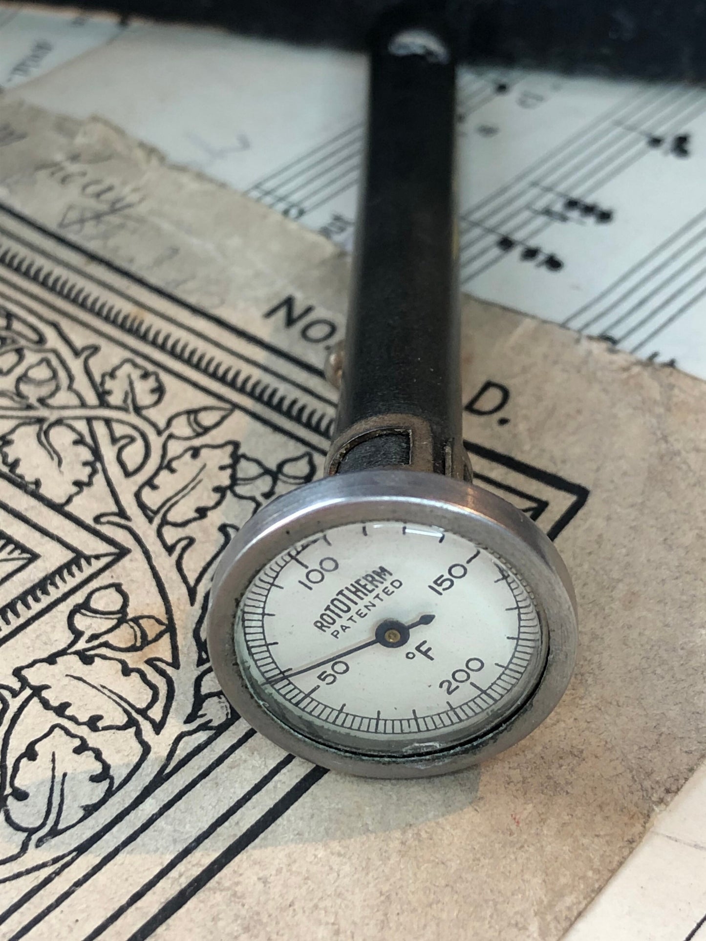 Rototherm 1930s Vintage Thermometer. Scientific Probe Brewing Thermometer. Scientific Instrument. Pocket Scientific Thermometer