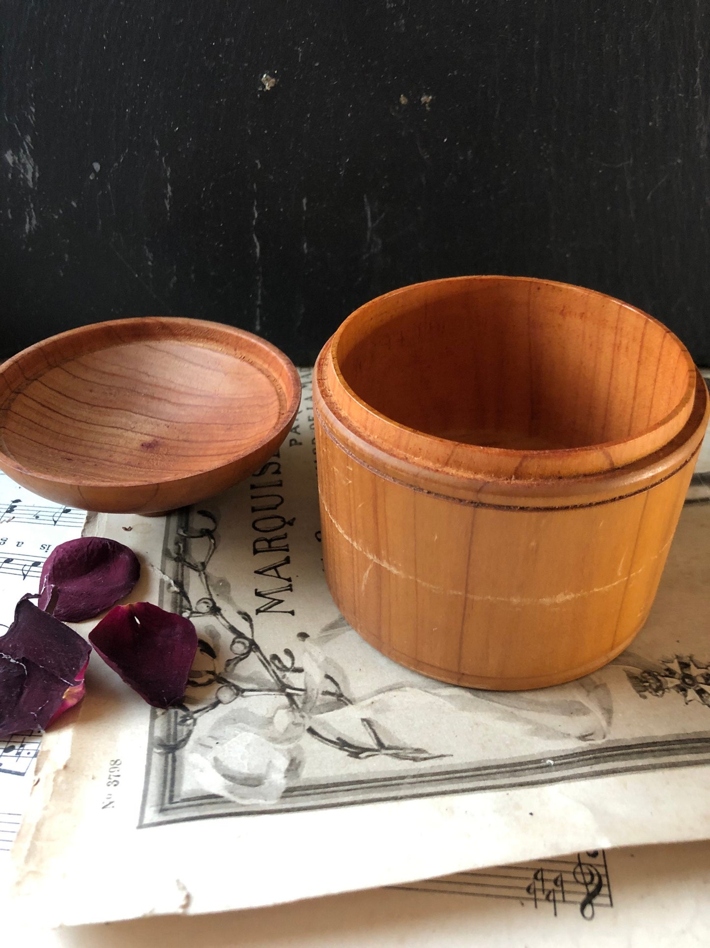 Macrocarpa Wood Lidded Pot made by H Bunt in New Zealand