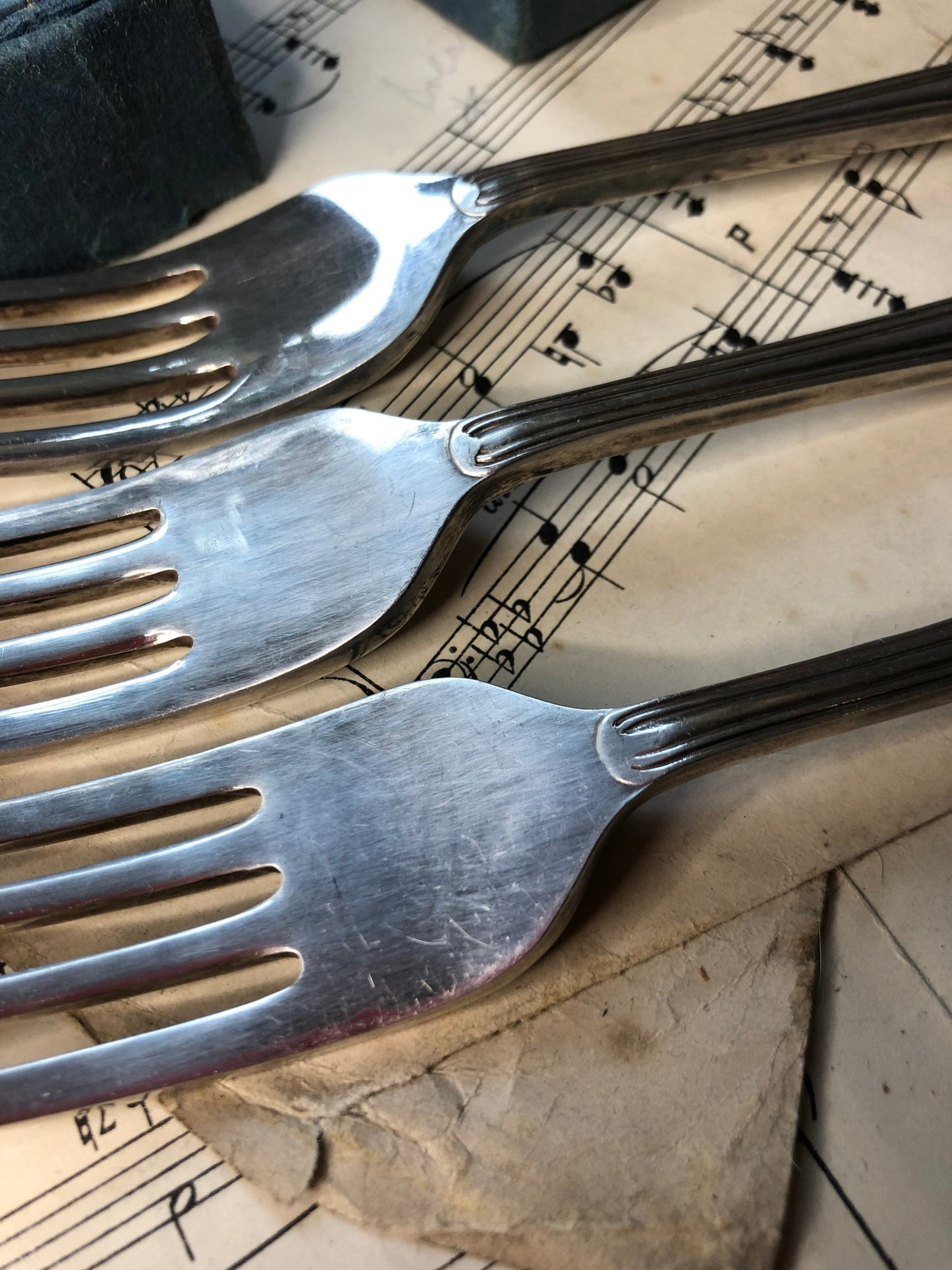 Set of Six Silver Plated EPNS A1 Forks in Two Original Blue Cardboard Boxes Marked 43