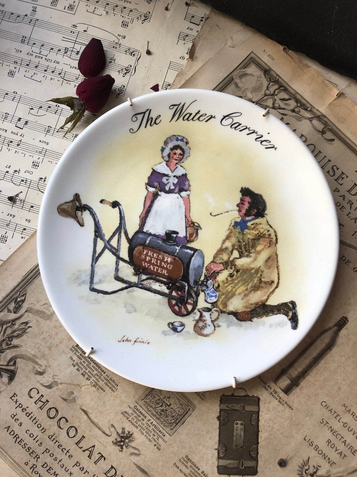 Wedgwood Plate, The Street Sellers of London Series, The Water Carrier by John Finnie, Made in England, Limited Edition with Plate Hanger