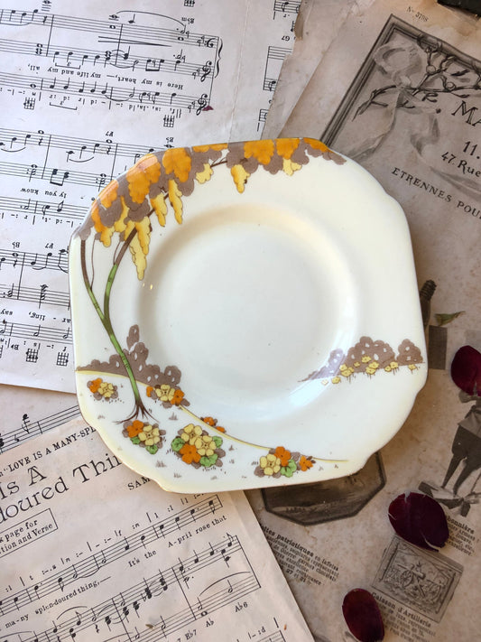 Art Deco Style Grafton Square Cake Plate made by A. B. Jones in their "Basford" pattern / Single Plate / Side Plate / Dessert Plate