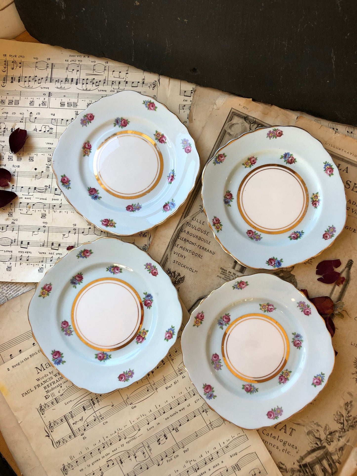 Colclough Bone China Set of Four Side Plates / Cake Plates / Salad Plates / Sandwich Plates / Dessert Plates