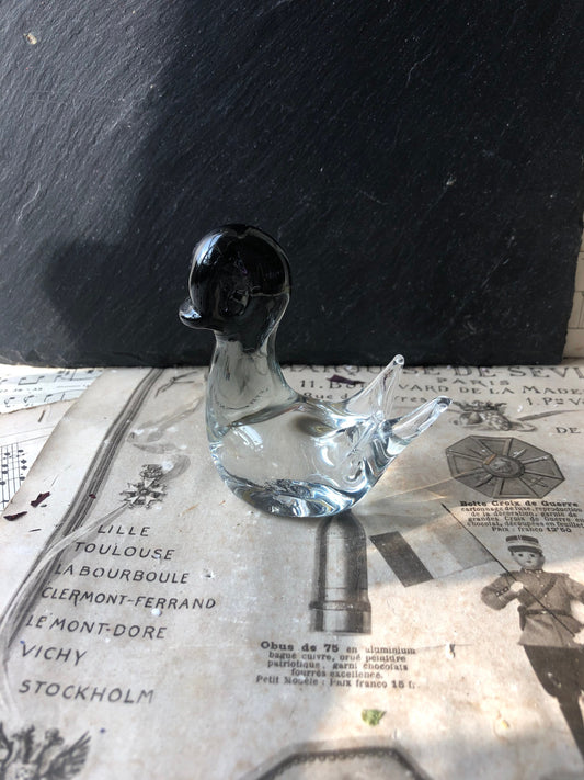 Cristallo Lavorato Italian Hand Cut Crystal Duck / Made In Murano Glass / Paperweight / Swan / Ornament / Collectible Glass / Art Glass