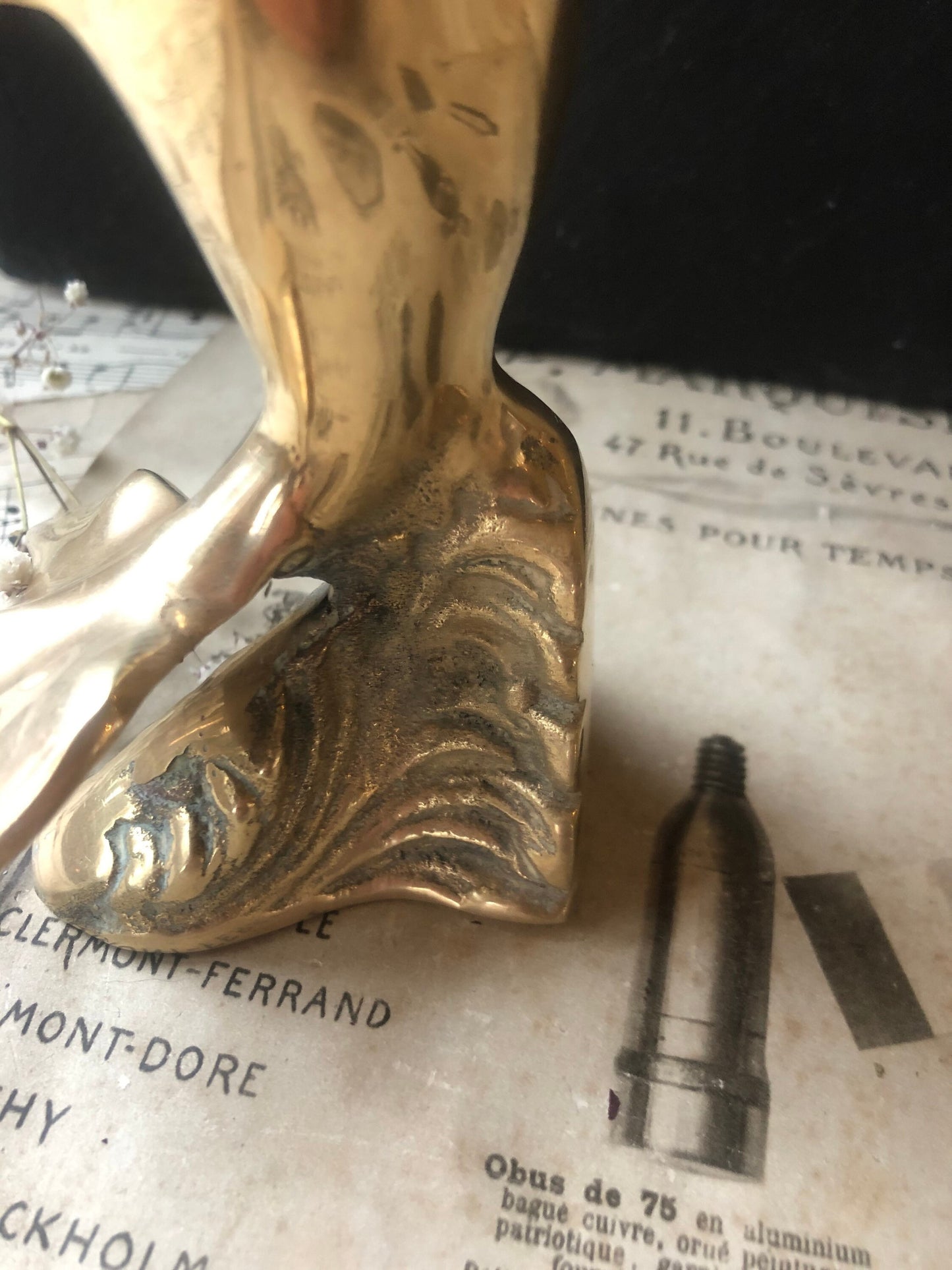 Vintage Brass Model of a Leaping Dolphin Riding a Wave