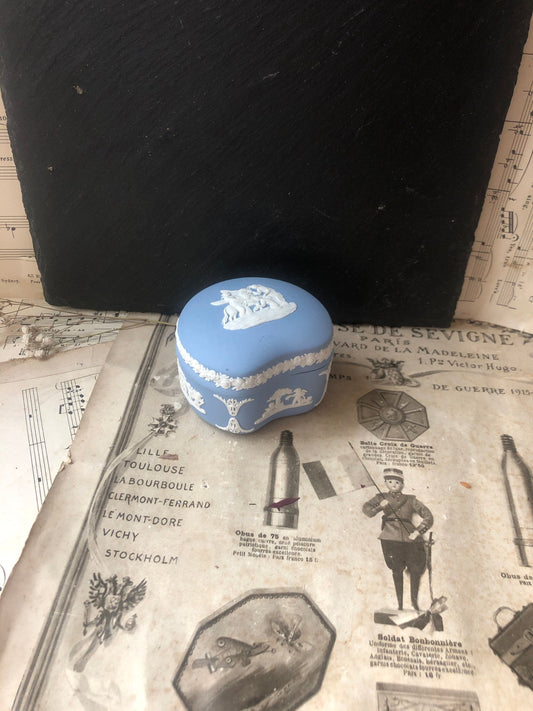 Wedgwood Pale Blue Jasperware Trinket Box: Neo Classical Cherub Design