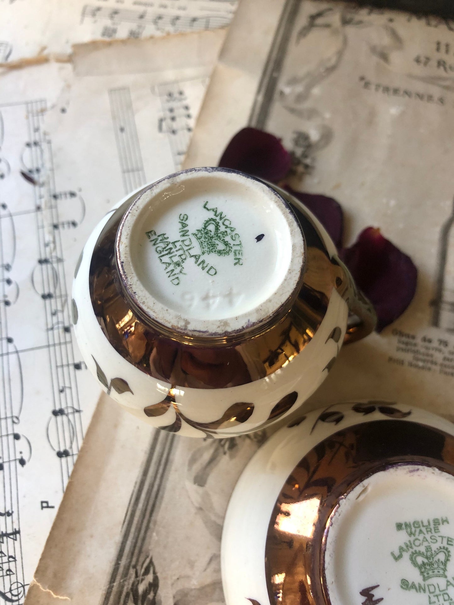 Vintage Copper Lustre Sugar Bowl and Creamer Jug / Sandland Ware / Made in England / Lancaster / 1950s / Hanley /Jug and Bowl / Milk Jug