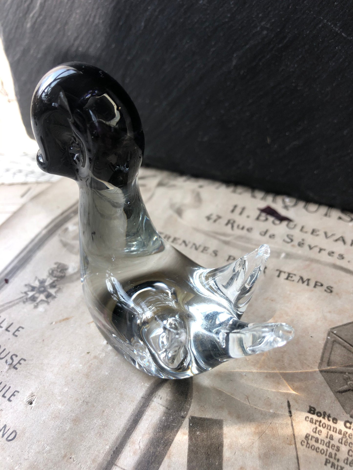 Cristallo Lavorato Italian Hand Cut Crystal Duck / Made In Murano Glass / Paperweight / Swan / Ornament / Collectible Glass / Art Glass