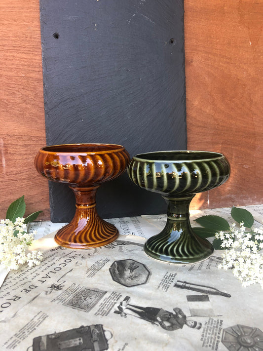 Pair of Vintage Dartmouth 223 Pedestal Bonbon Vase Trinket Bowls / Dartmouth Pottery / Mantlepiece Dish / Vintage Bonbon Dish