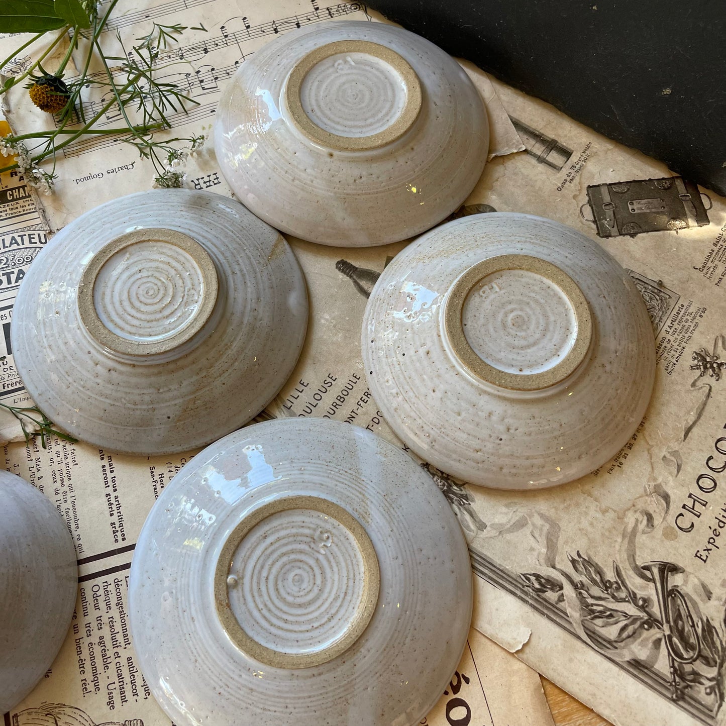 Set of Four Studio Pottery Cups and Saucers