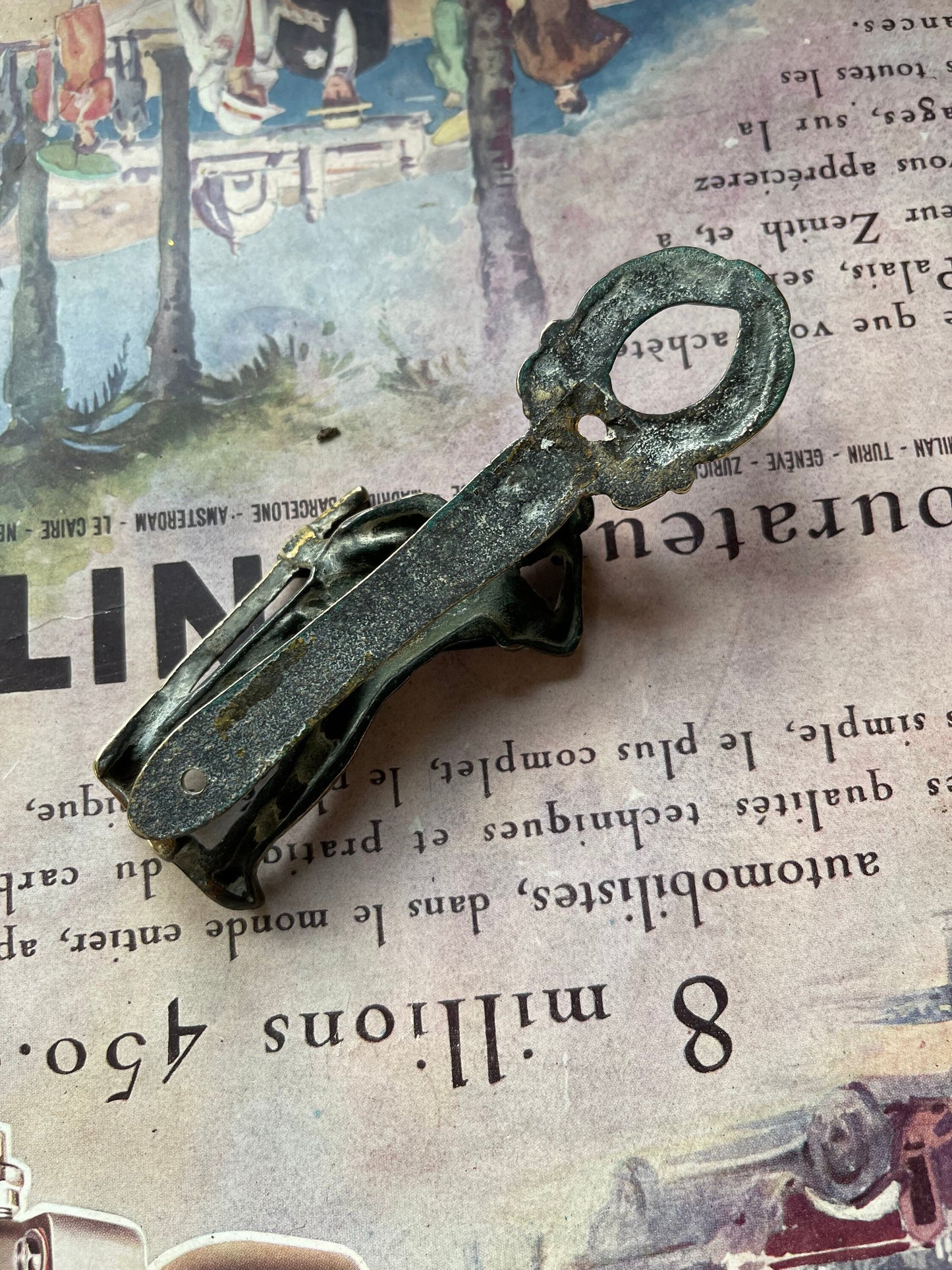 Vintage Brass Door Knocker / Soldier Searching and Holding Rifle / Laurel Wreath Detail