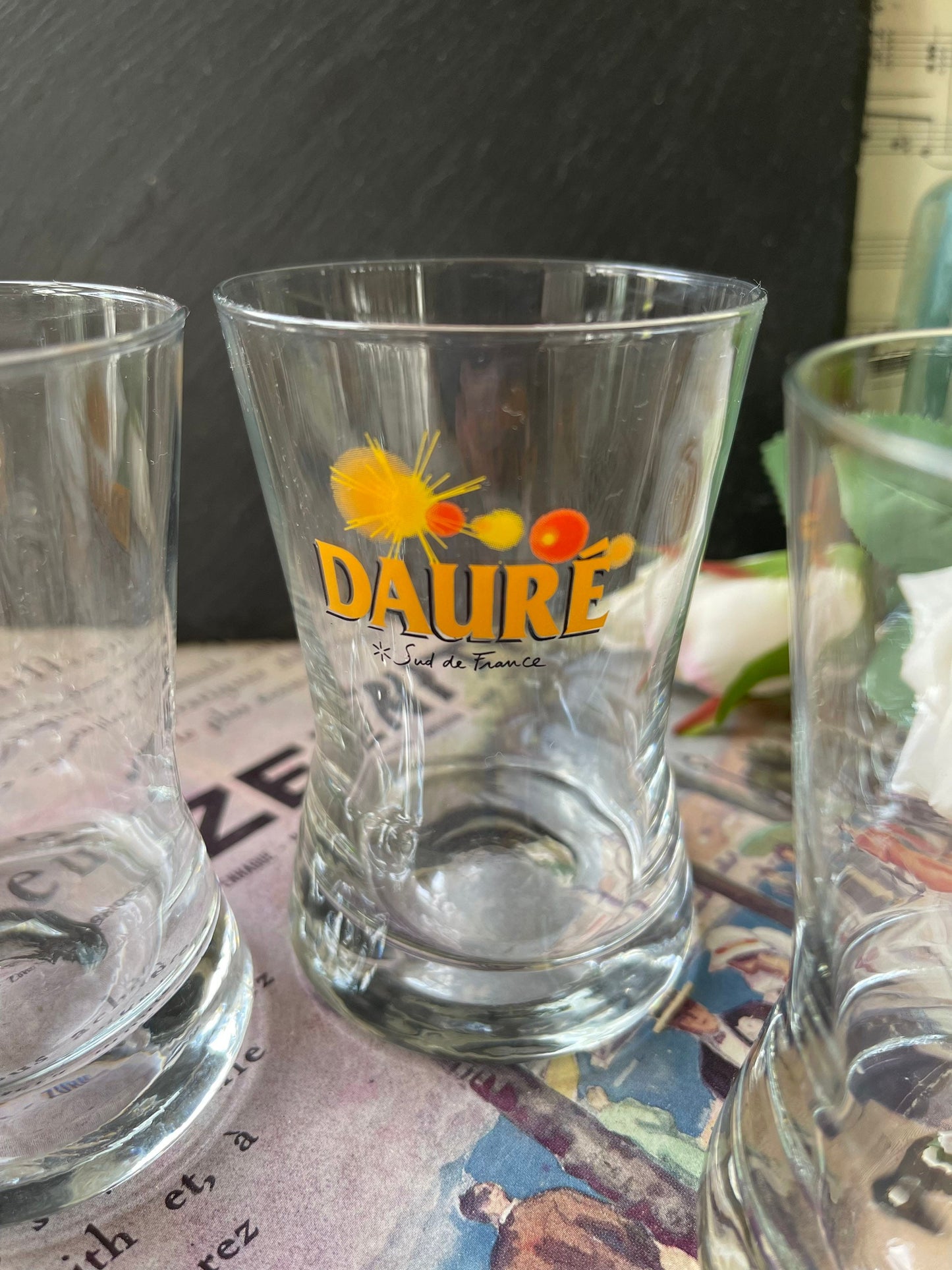 Vintage Set of Four French Aperitif Glasses Branded Duare Sud De France